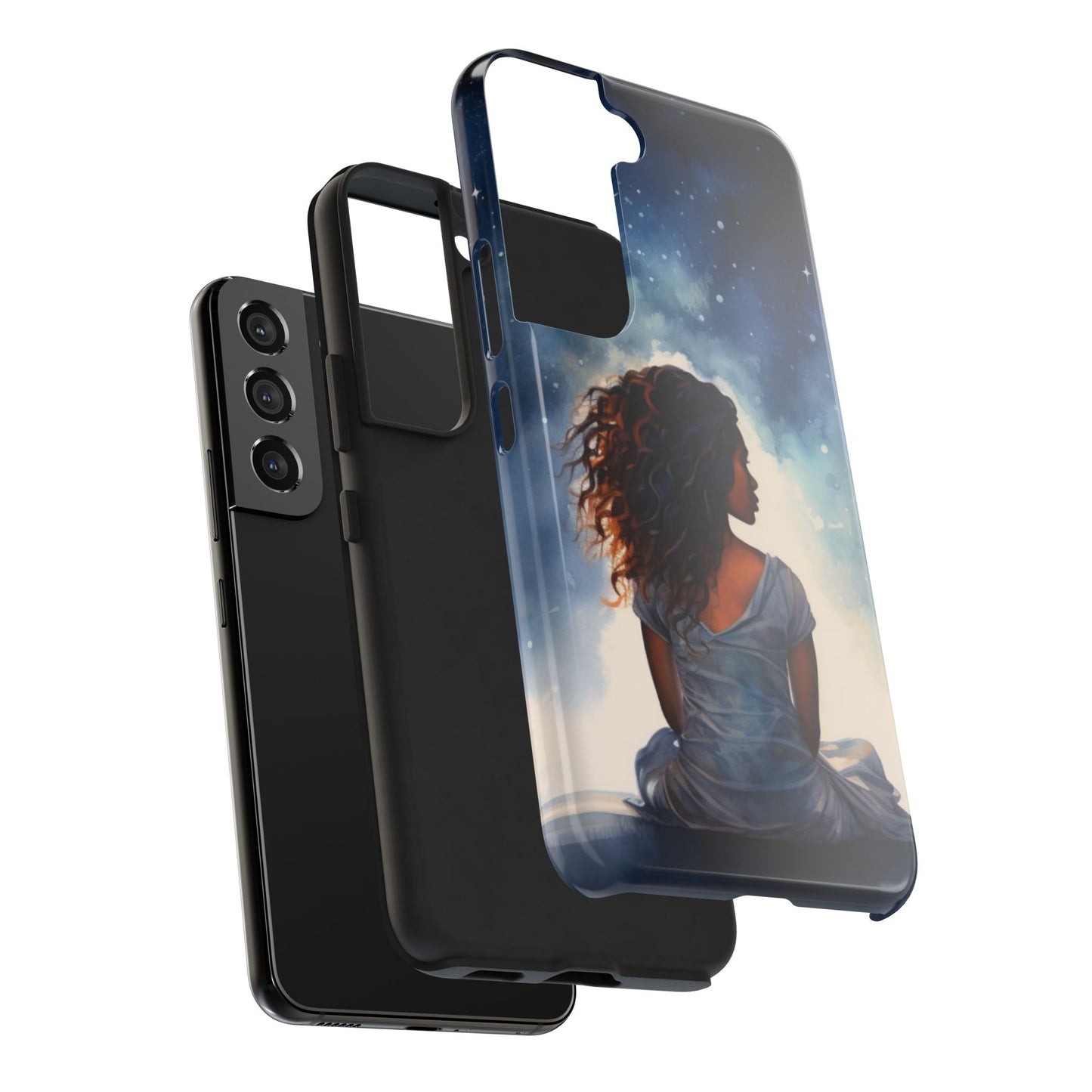 Beautiful Black Woman and Starry Night Tough Phone Case