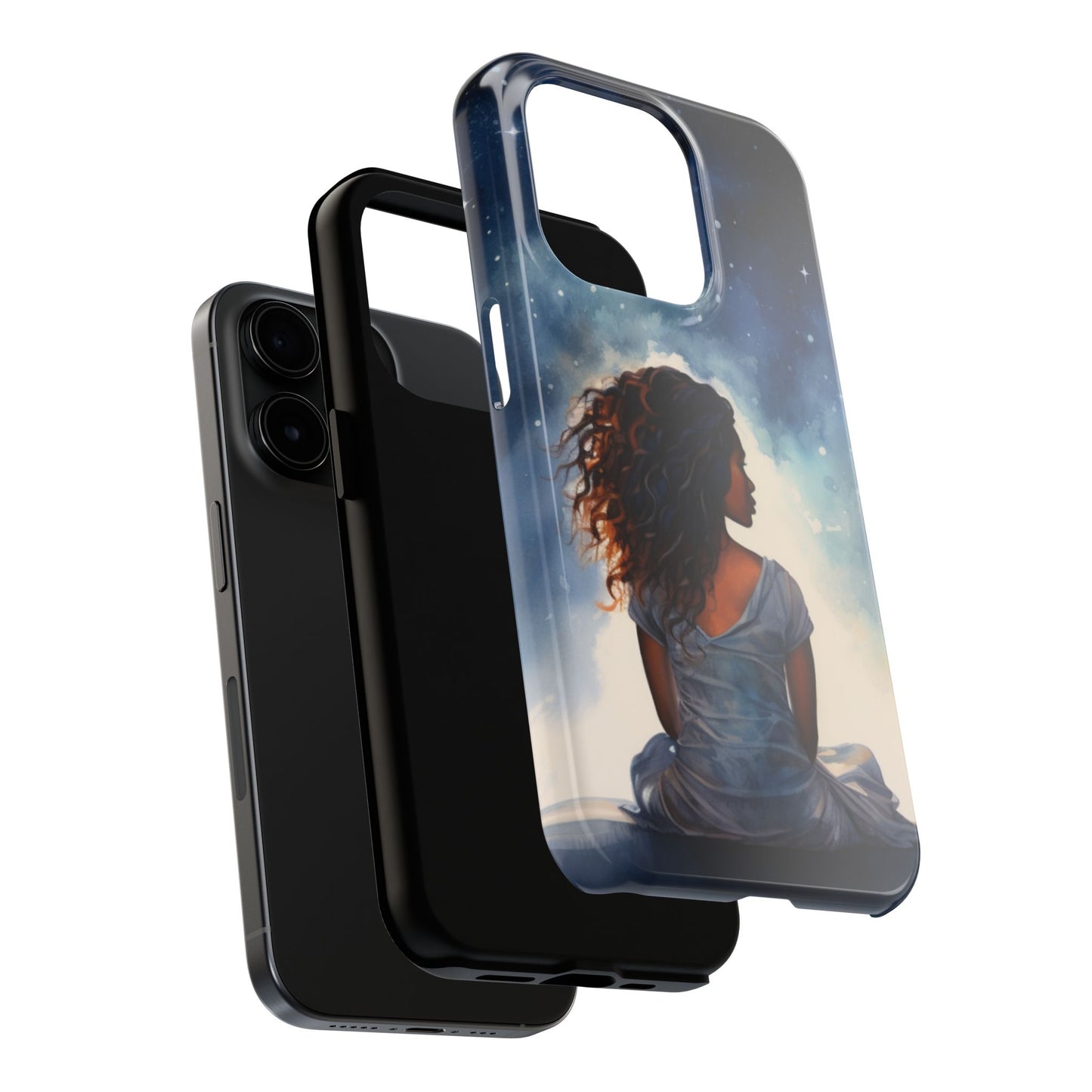 Beautiful Black Woman and Starry Night Tough Phone Case