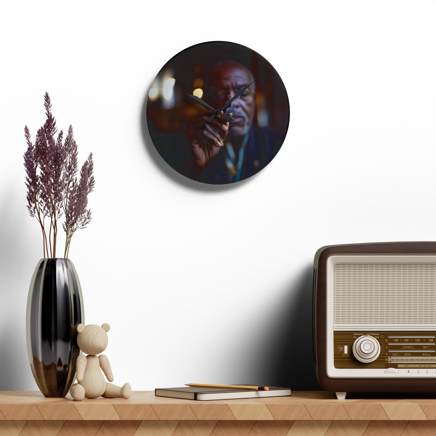 Distinguished Gentleman With A Cigar Acrylic Wall Clock