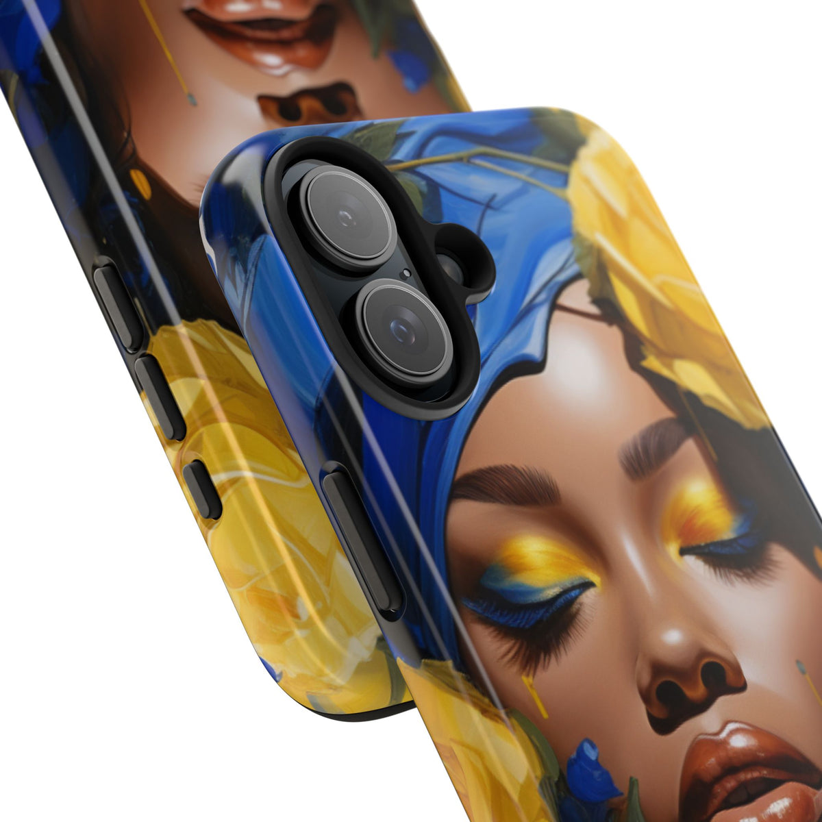 Stunning in Blue and Gold Beautiful Black Woman Tough Phone Case