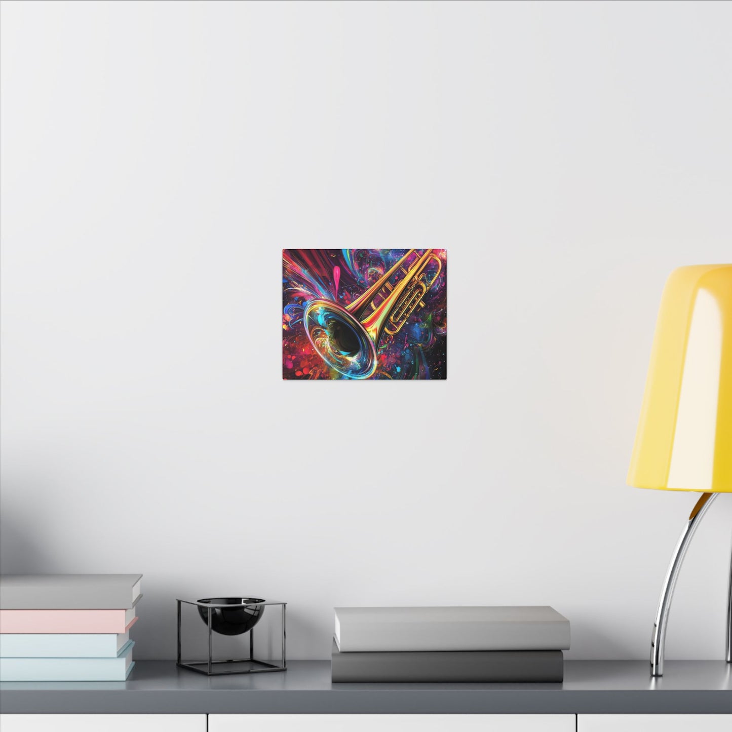 Vibrant Trumpet Canvas Art — Colorful Music Wall Decor