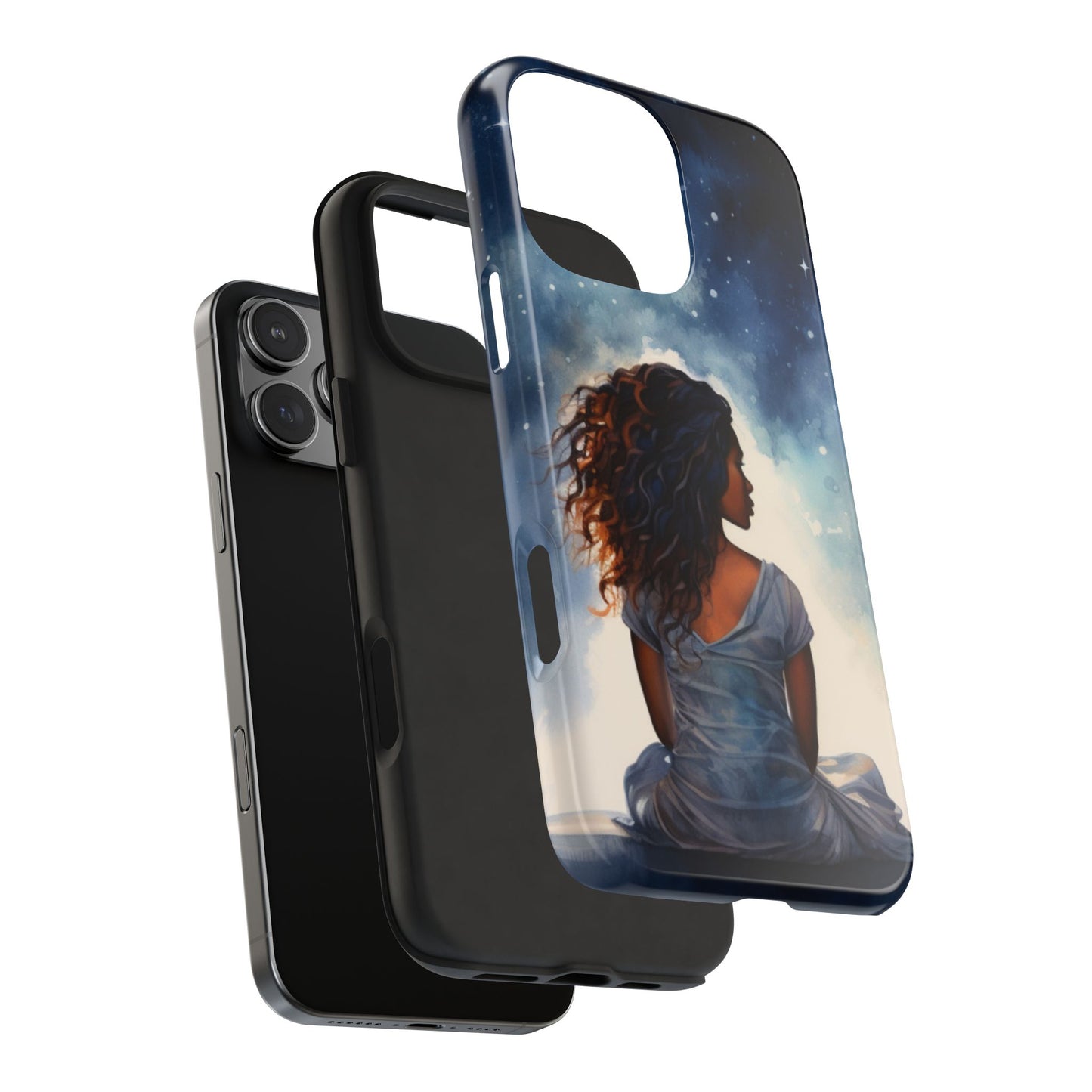 Beautiful Black Woman and Starry Night Tough Phone Case