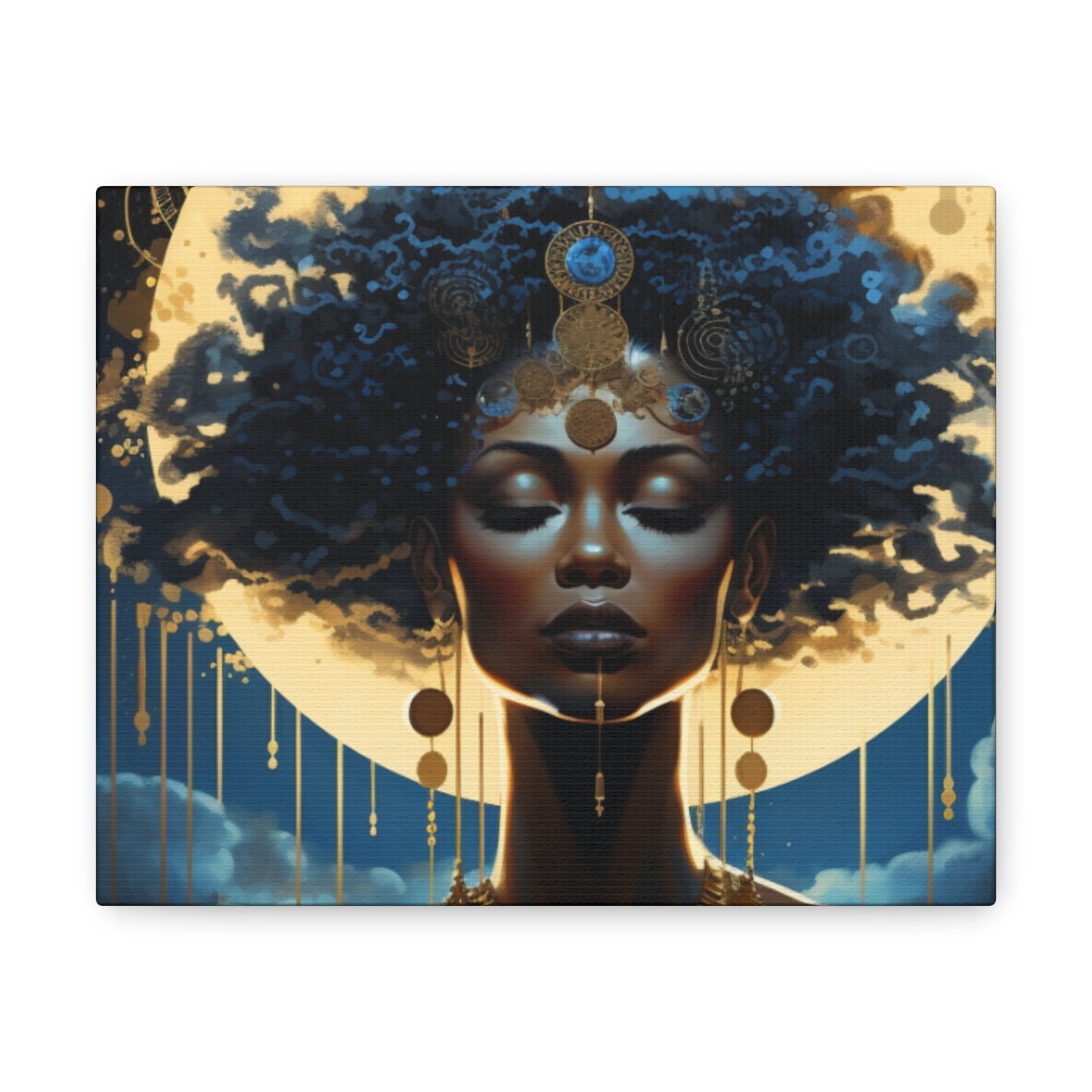 Blue Futurisic Black Woman Canvas Wrap