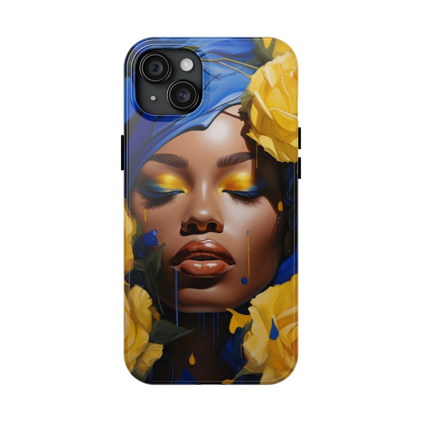 Stunning in Blue and Gold Beautiful Black Woman Tough Phone Case