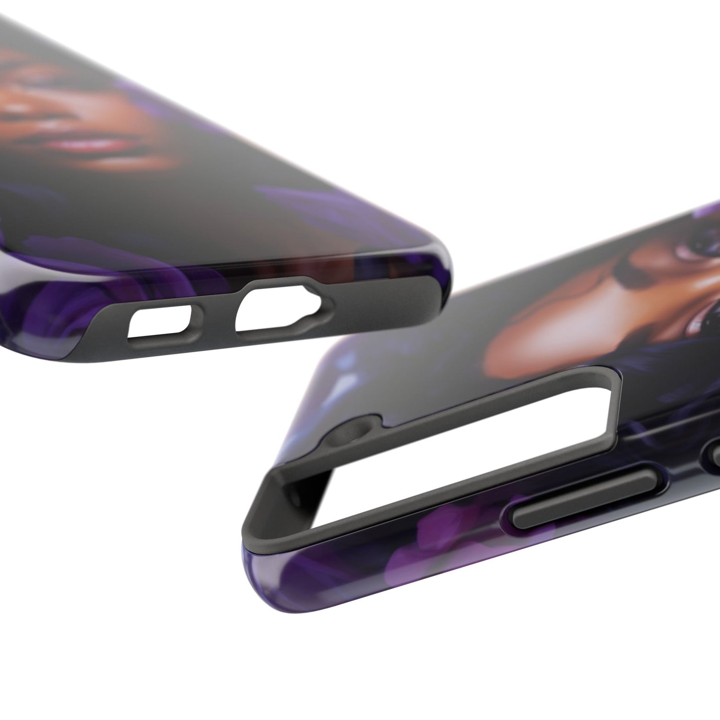 Beautiful Black Woman With Purple Flowers Tough Phone Case