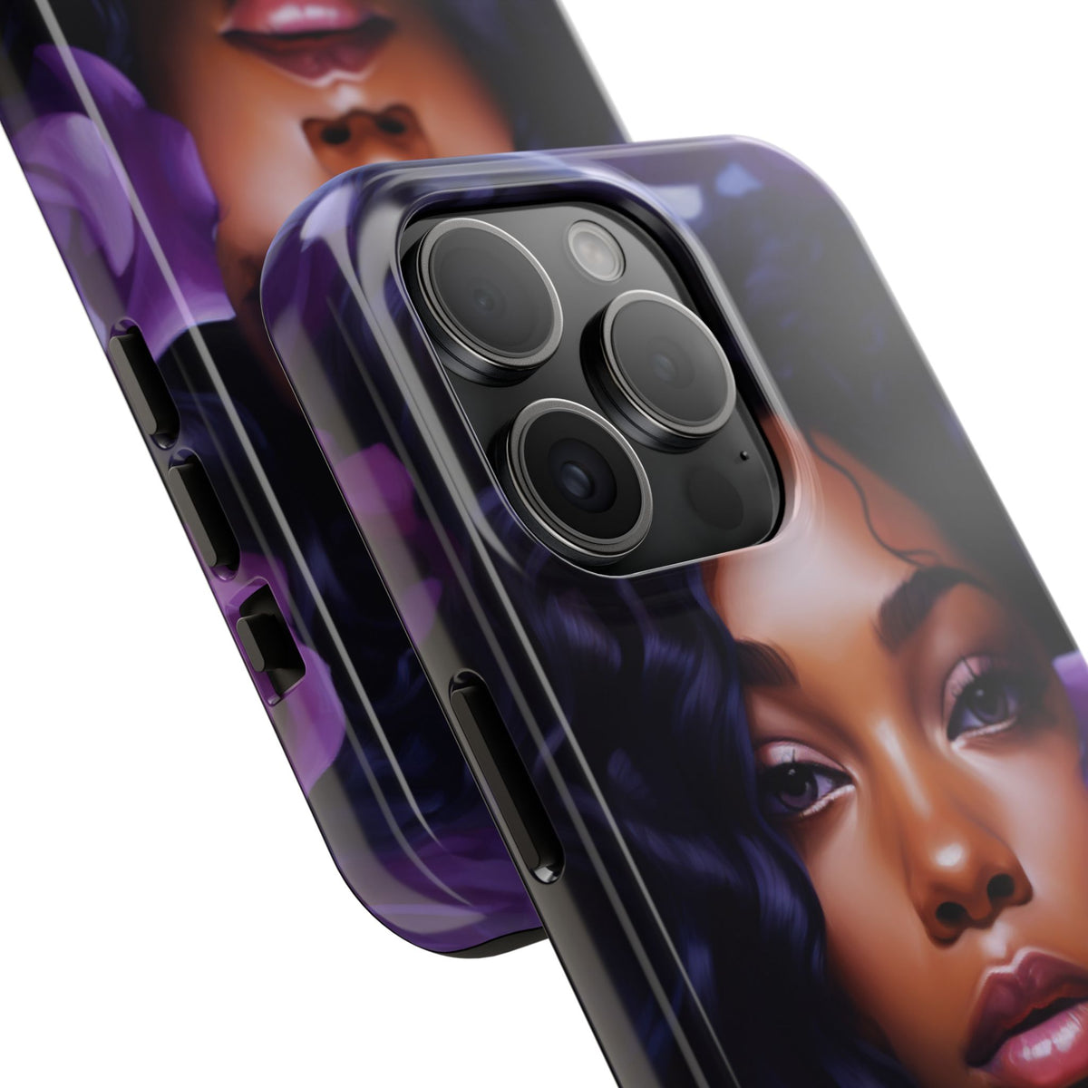 Beautiful Black Woman With Purple Flowers Tough Phone Case