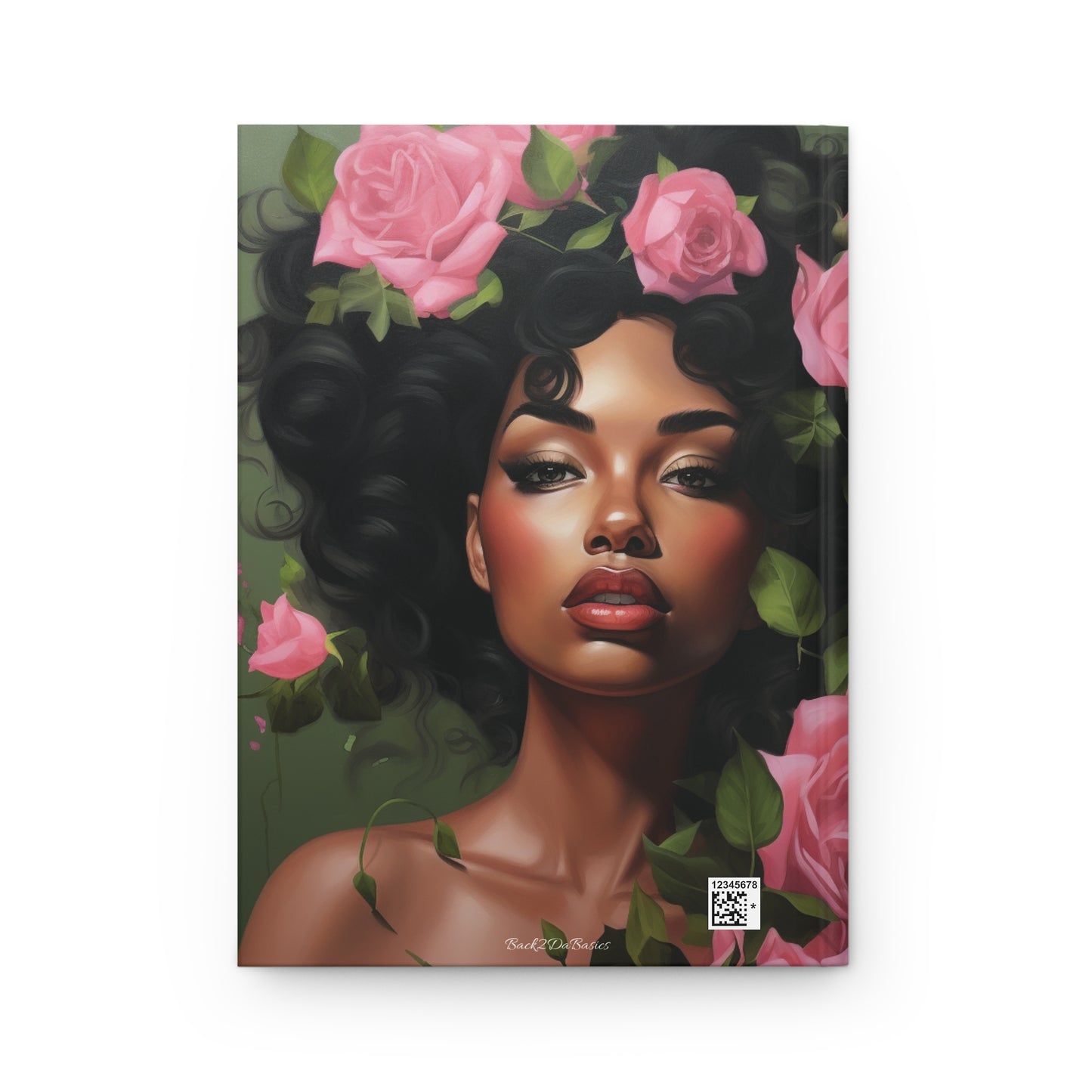 Pretty Black Woman With Pink Flowers Journal