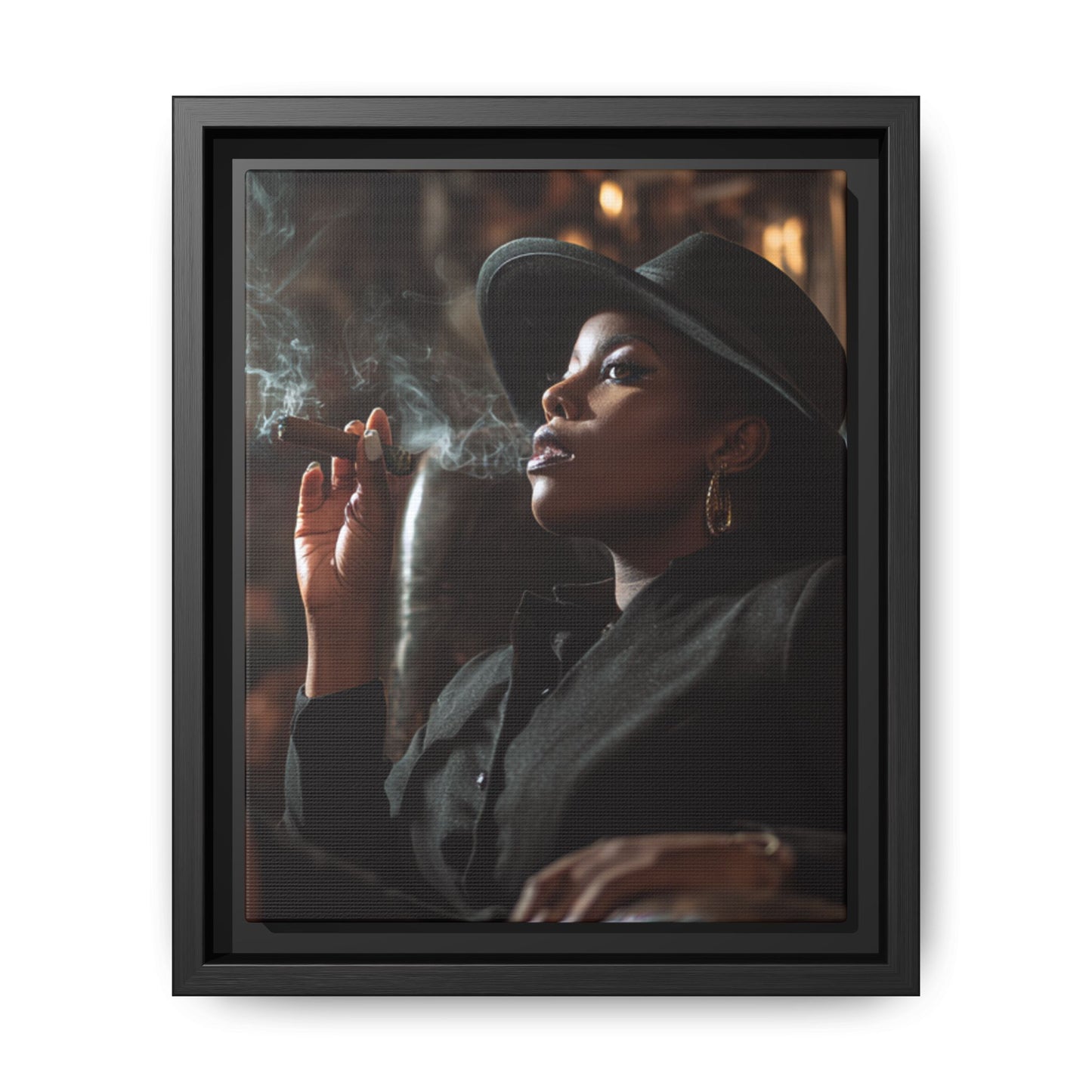 Classy Cigar Chic Canvas With Black Frame