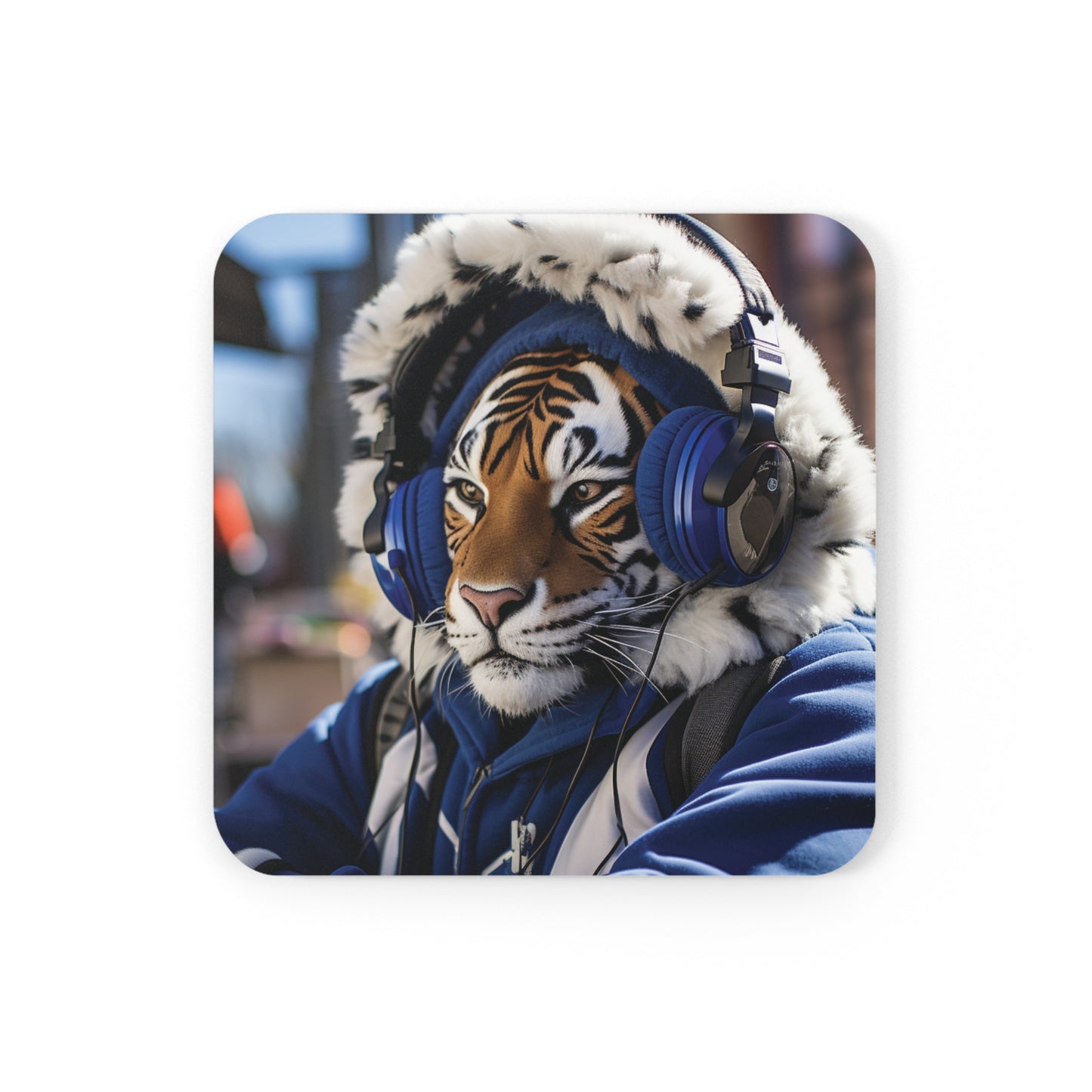 Chillin' Tiger Corkwood Coaster Set of 4