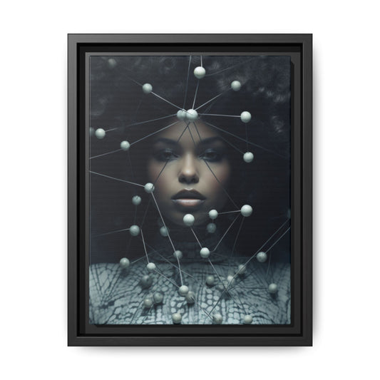 Futuristic Warrior Queen Canvas With Black Frame