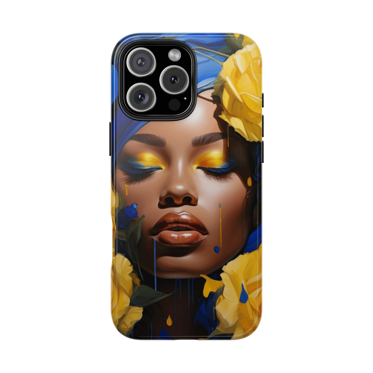 Stunning in Blue and Gold Beautiful Black Woman Tough Phone Case