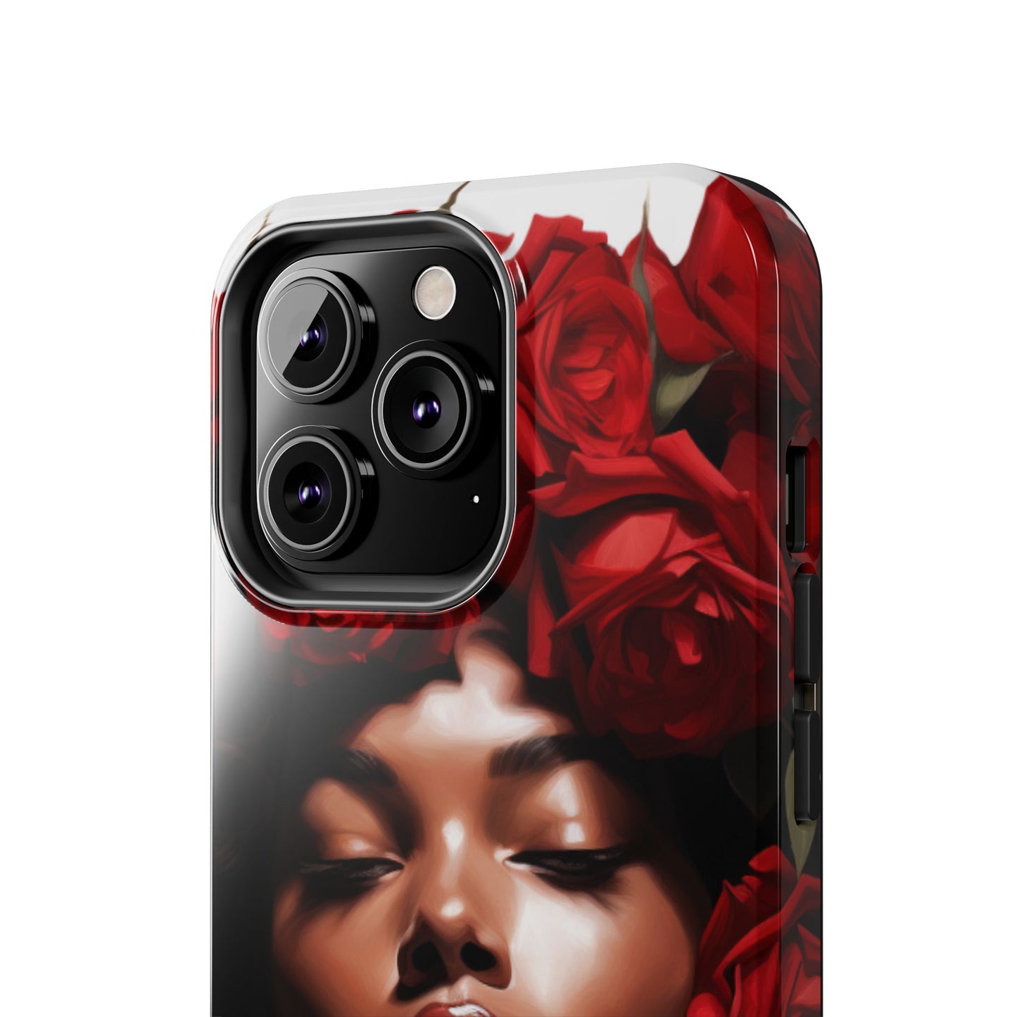 Beautiful Black Woman With Red Flowers Tough Phone Case