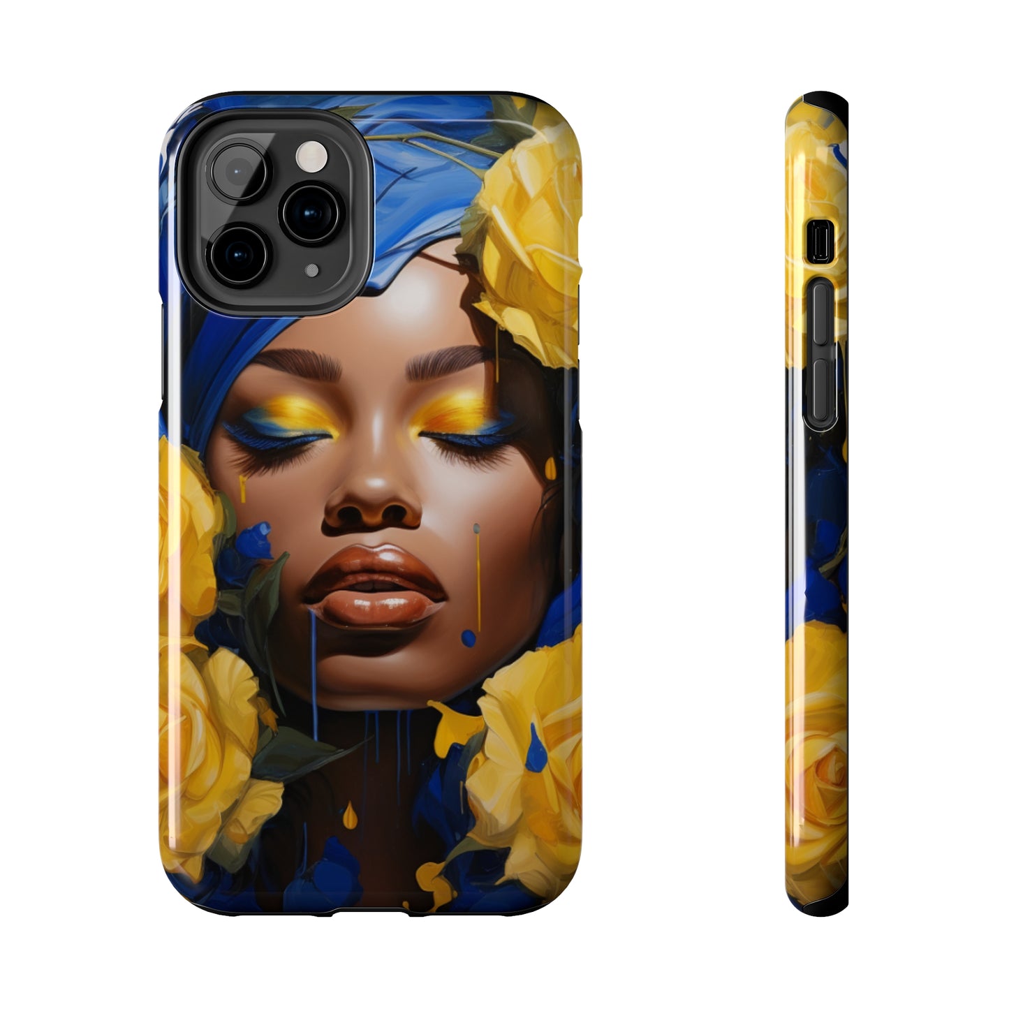 Stunning in Blue and Gold Beautiful Black Woman Tough Case For iPhone  - #2