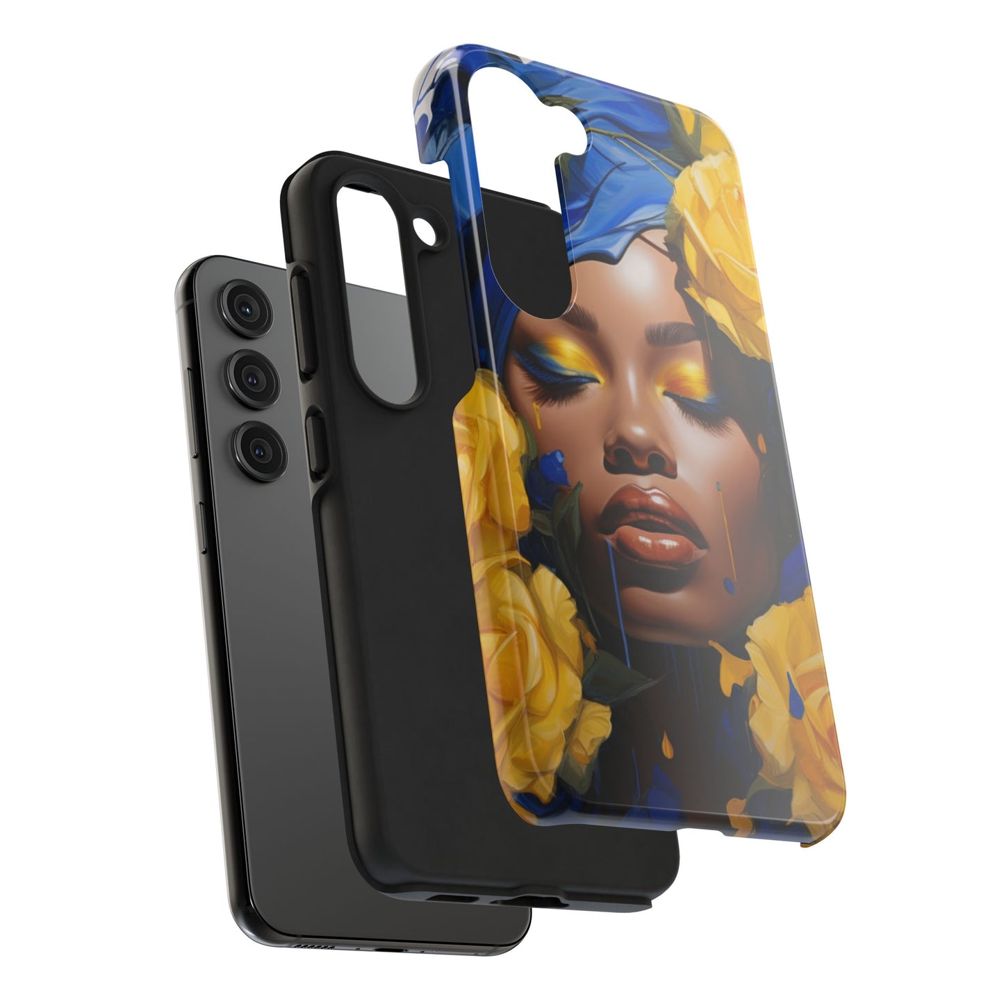 Stunning in Blue and Gold Beautiful Black Woman Tough Phone Case