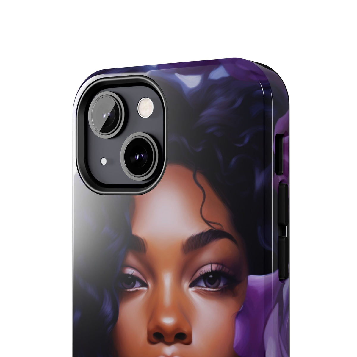 Beautiful Black Woman With Purple Flowers Tough Phone Case