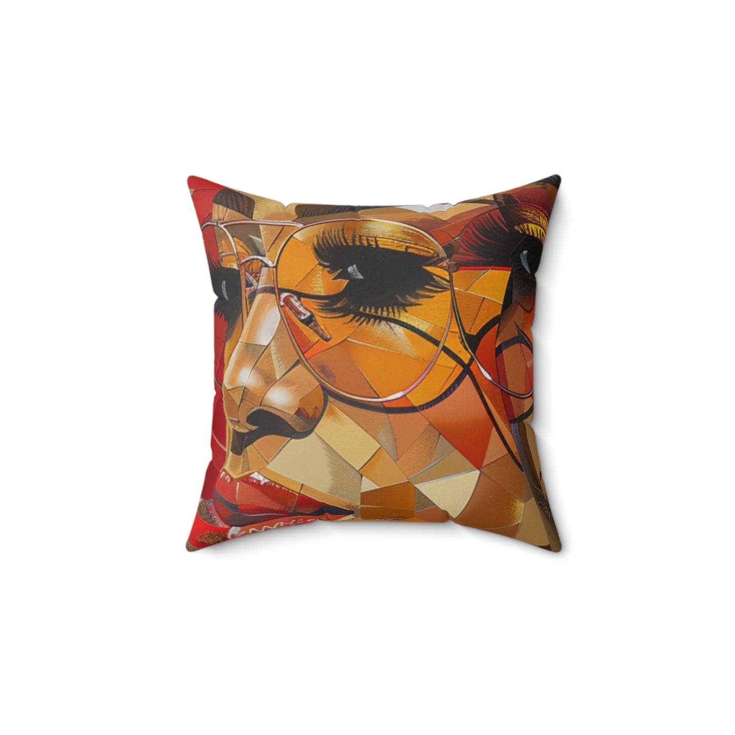 Red Mosaic Women Blend Spun Polyester Square Pillow