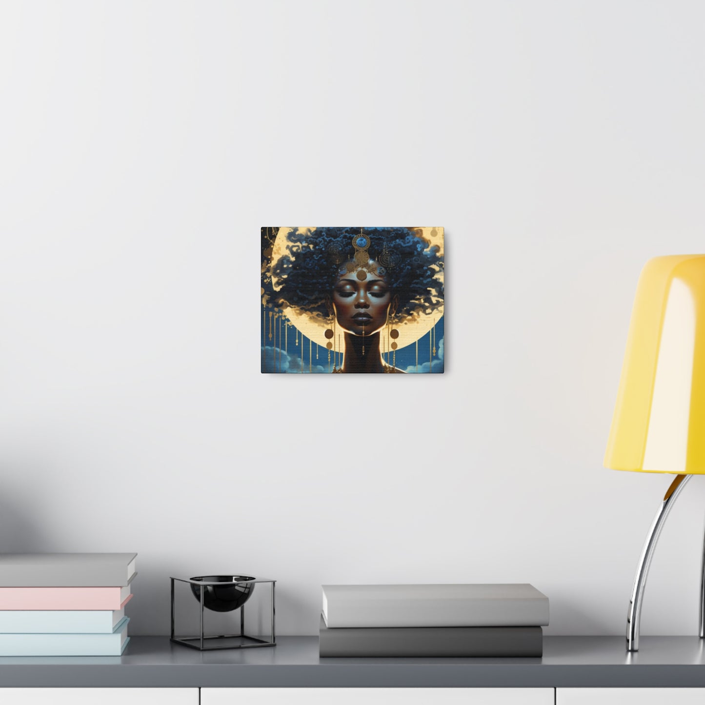Blue Futurisic Black Woman Canvas Wrap