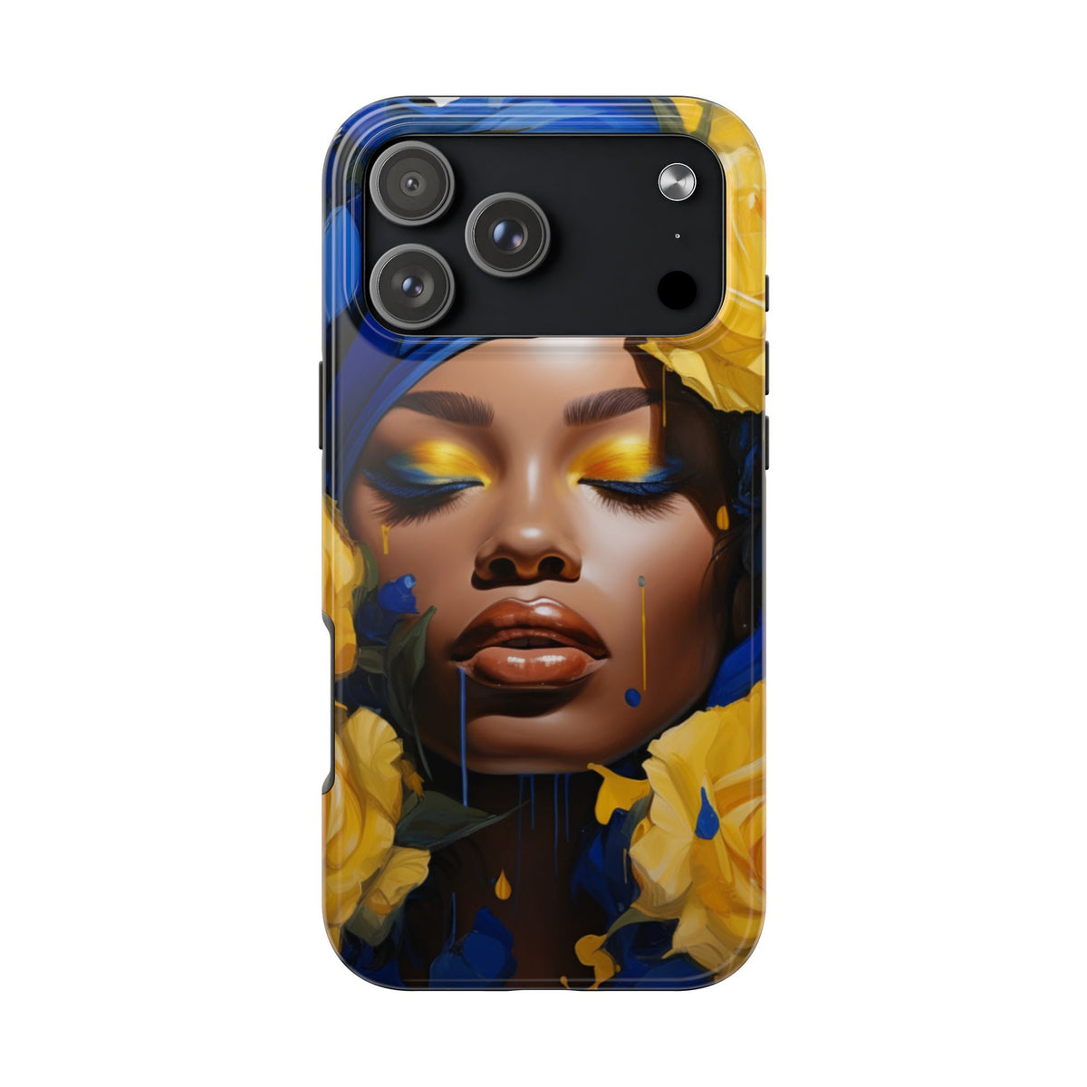 Stunning in Blue and Gold Beautiful Black Woman Tough Phone Case