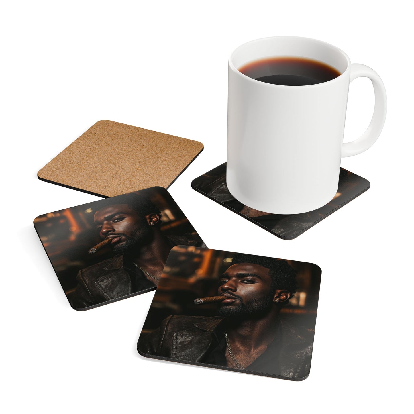 PSSITA Gentleman Corkwood Coaster Set of 4