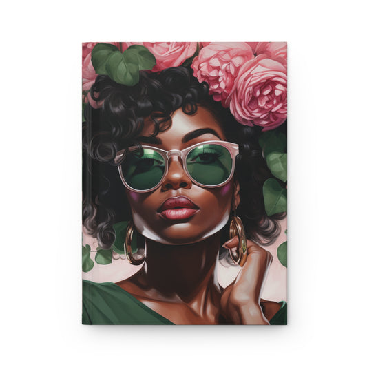 Beautiful Black Woman With Pink Flowers Journal - #2