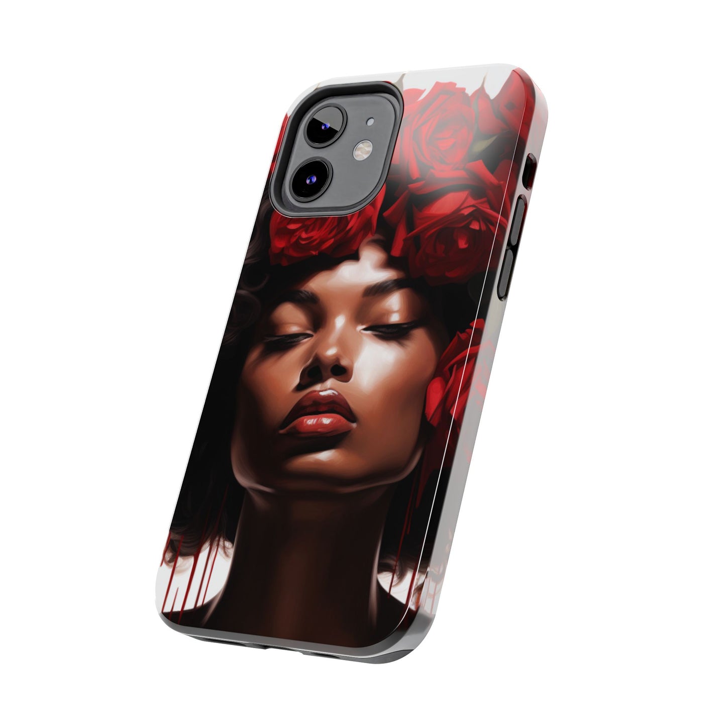 Beautiful Black Woman With Red Flowers Tough Phone Case