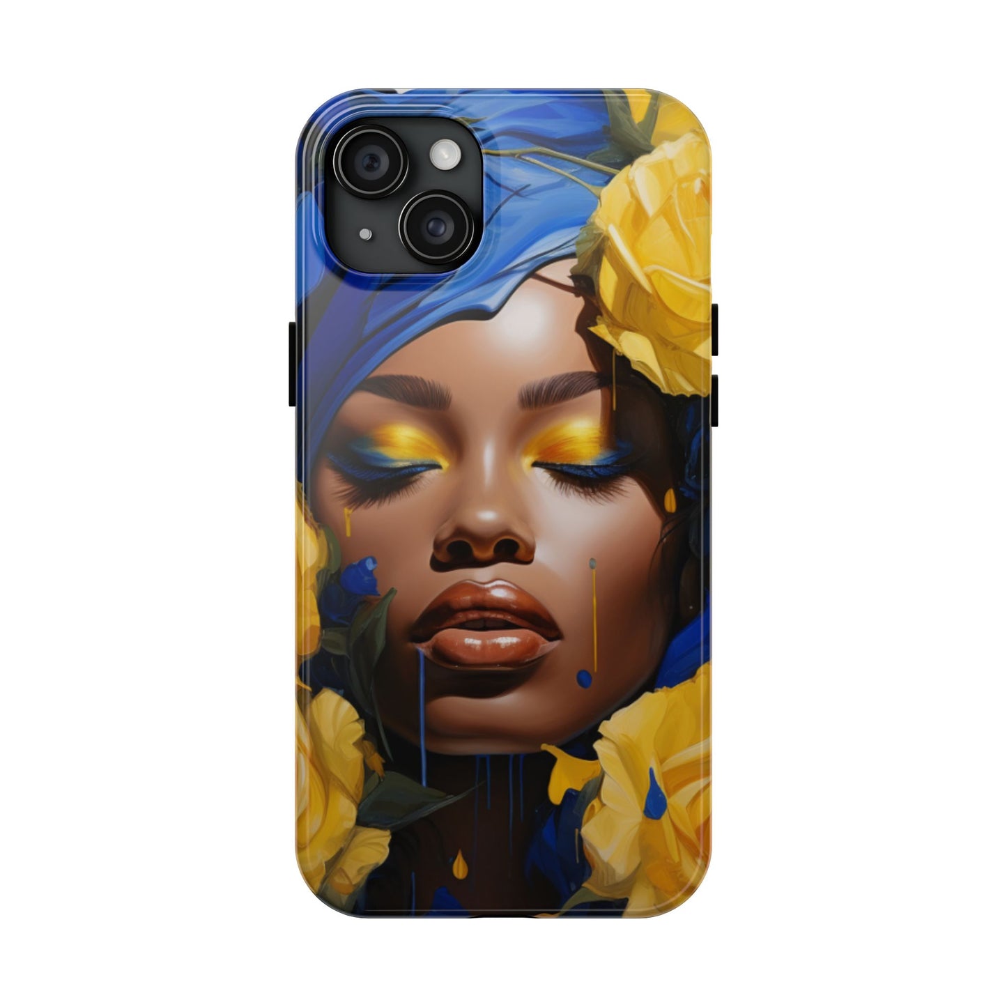 Stunning in Blue and Gold Beautiful Black Woman Tough Phone Case
