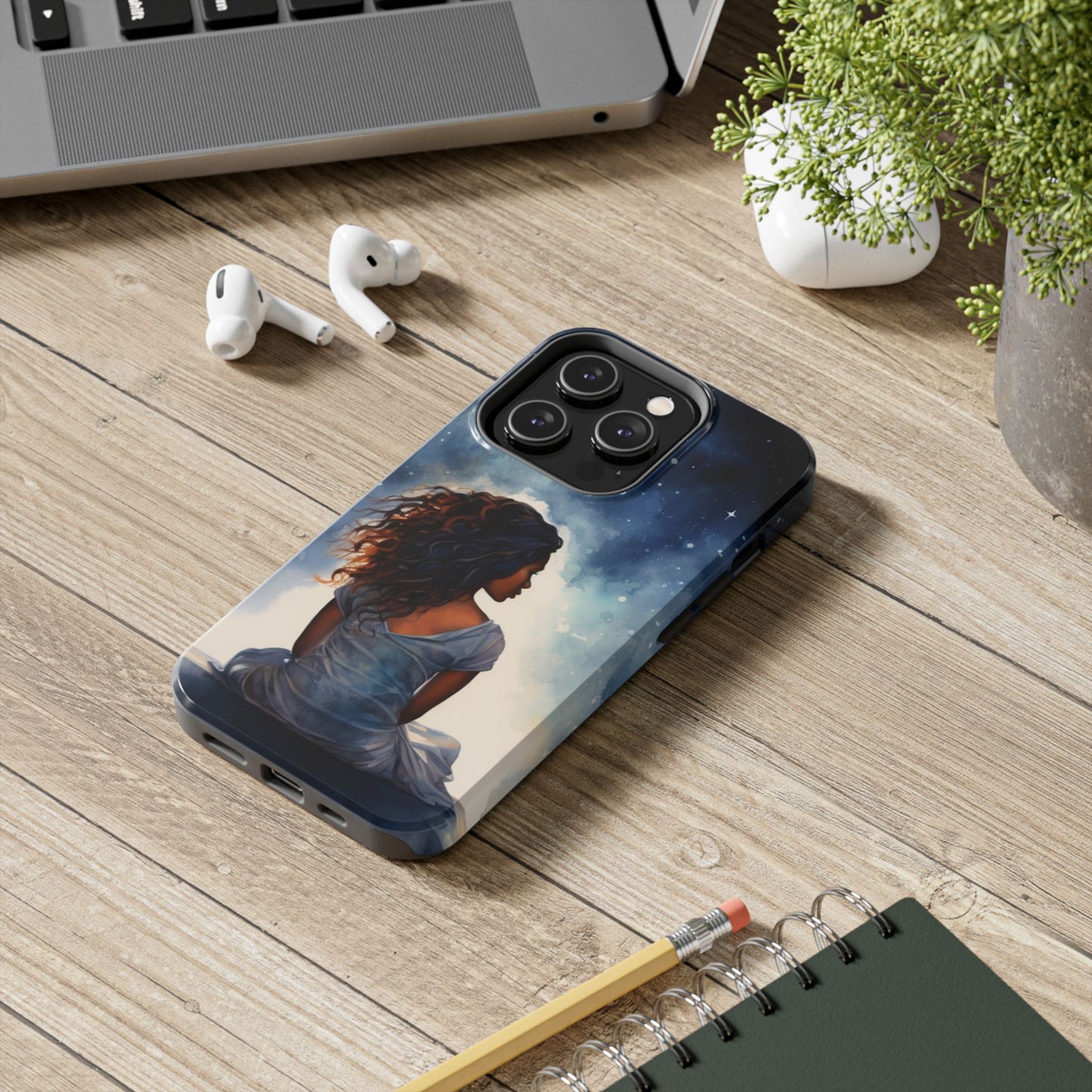 Beautiful Black Woman and Starry Night Tough Phone Case