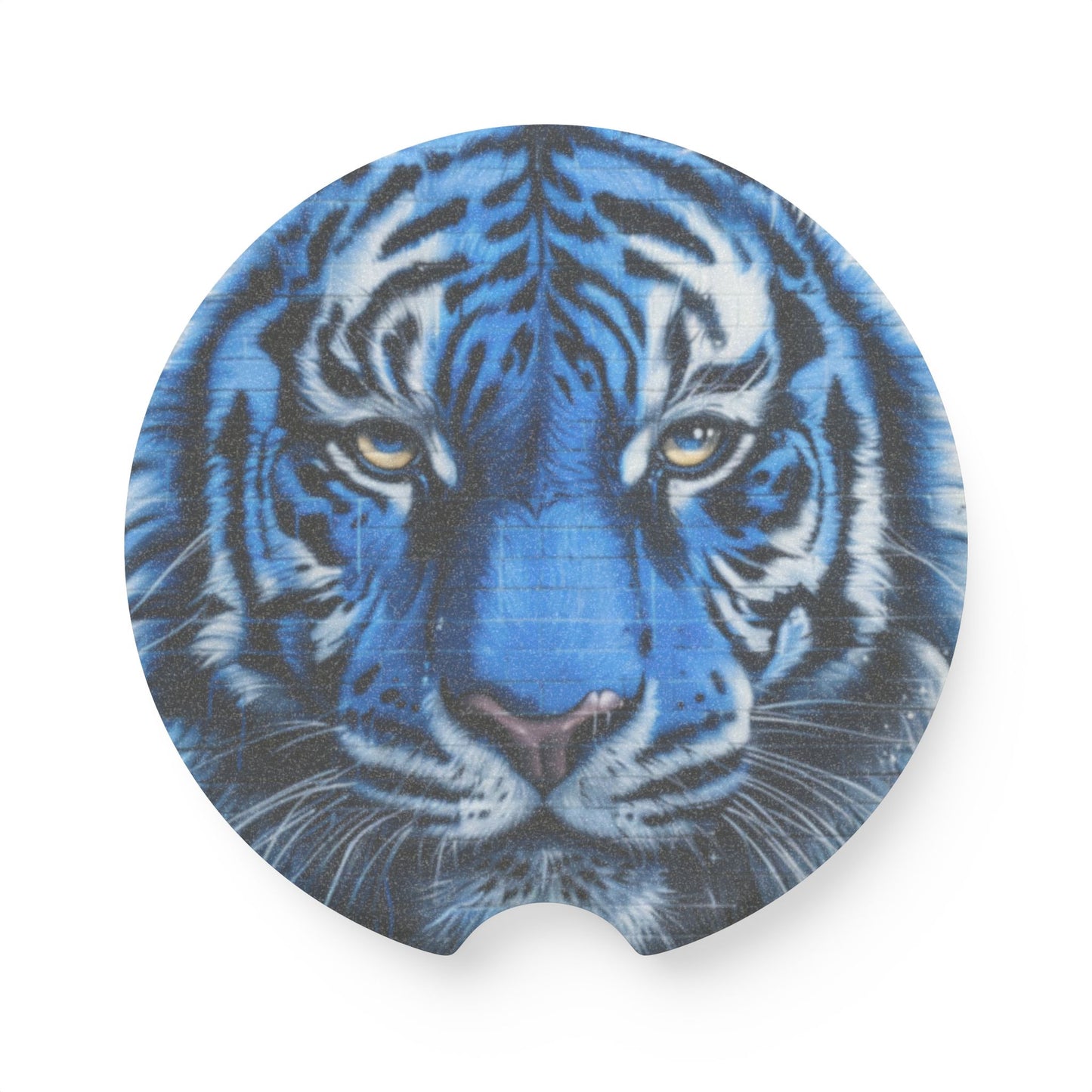 Graphiti Blue Tiger Soapstone Car Coaster - Stylish Vehicle Accessories