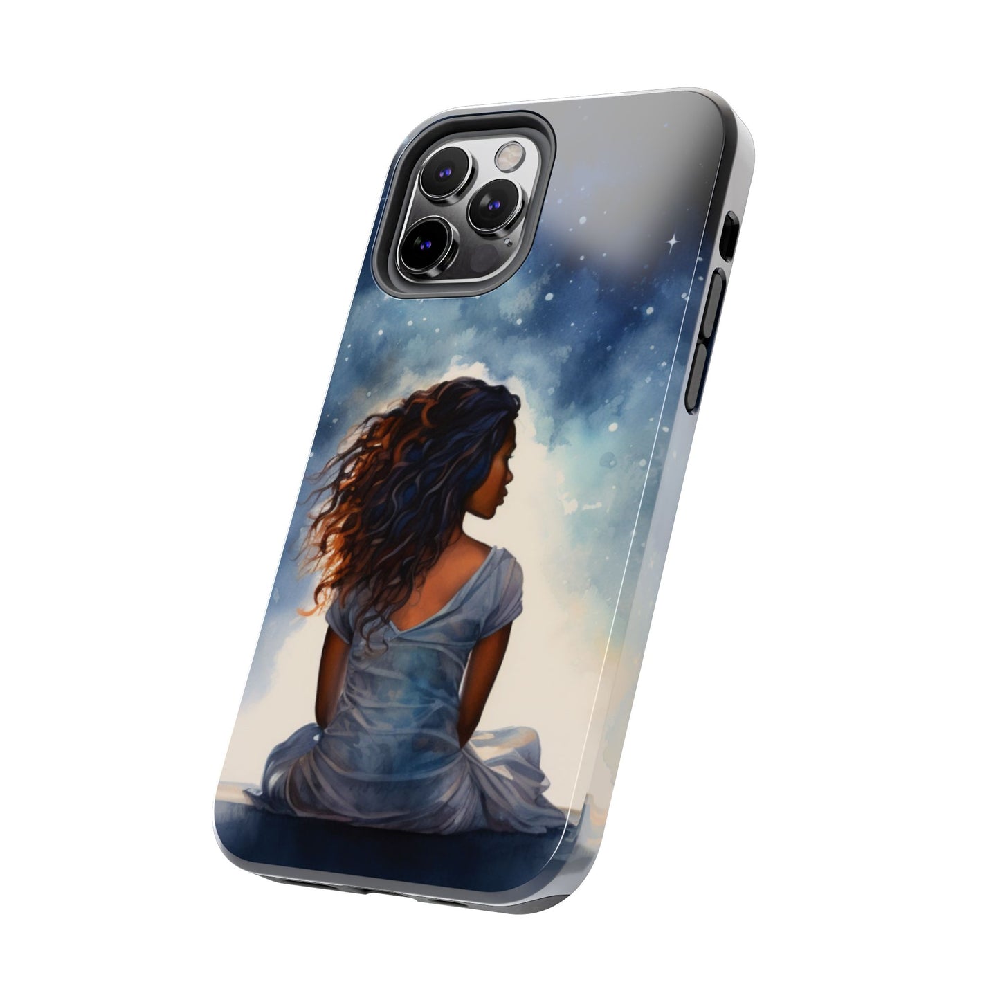 Beautiful Black Woman and Starry Night Tough Phone Case
