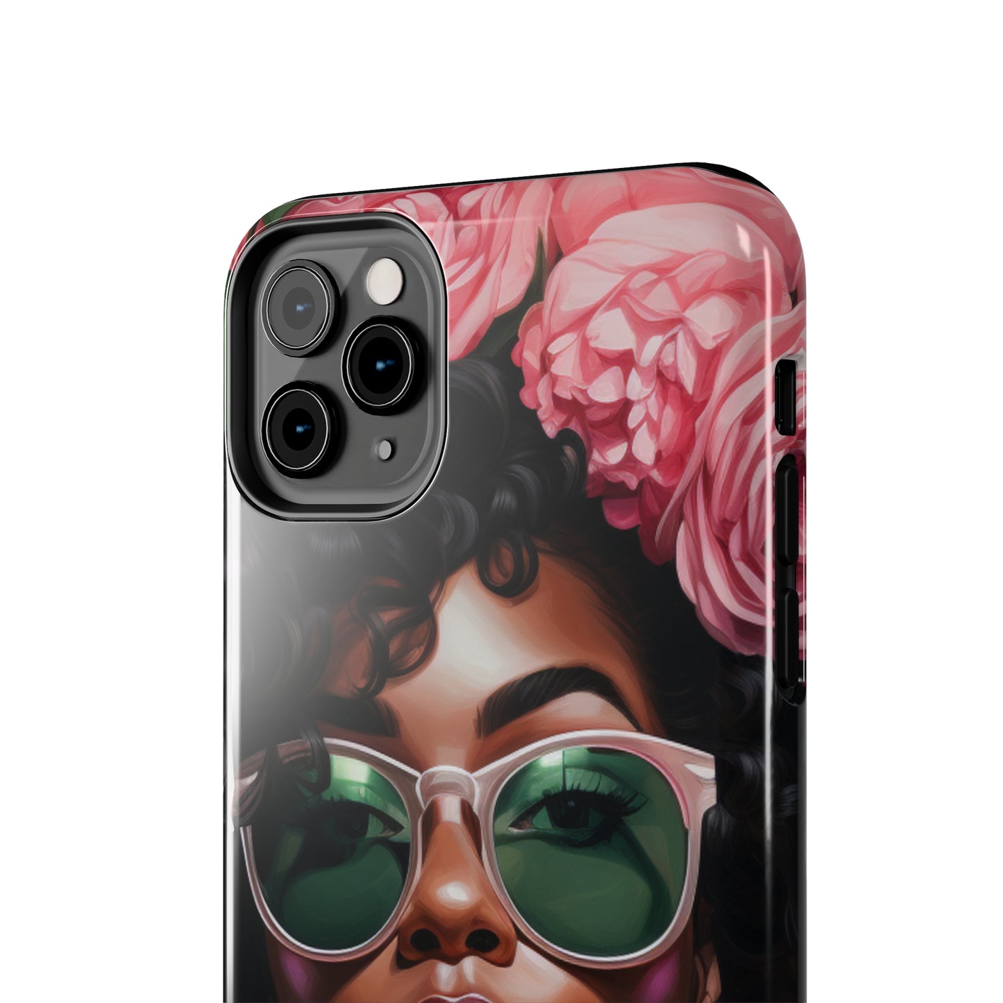 Pretty Black Woman With Pink Flowers Tough Case For iPhone  - #2