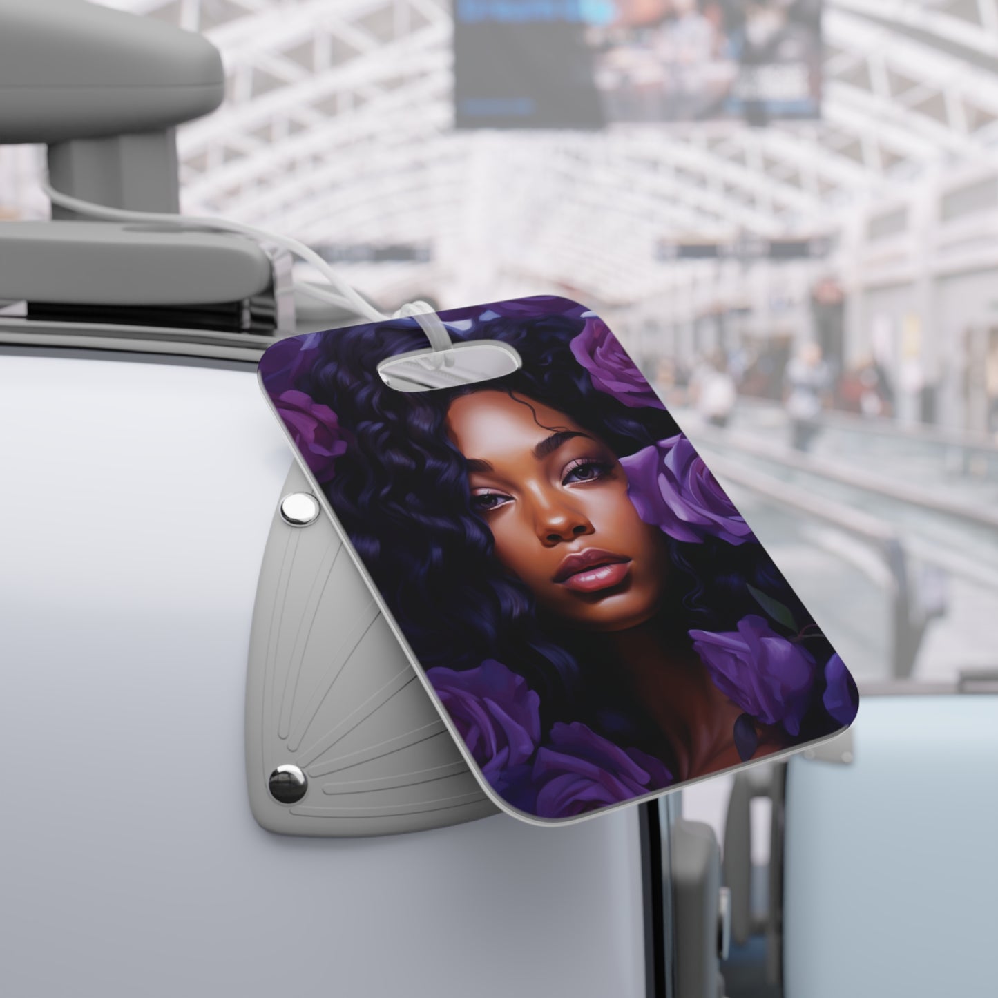 Beautiful Black Woman With Purple Flowers Luggage Tag - #1