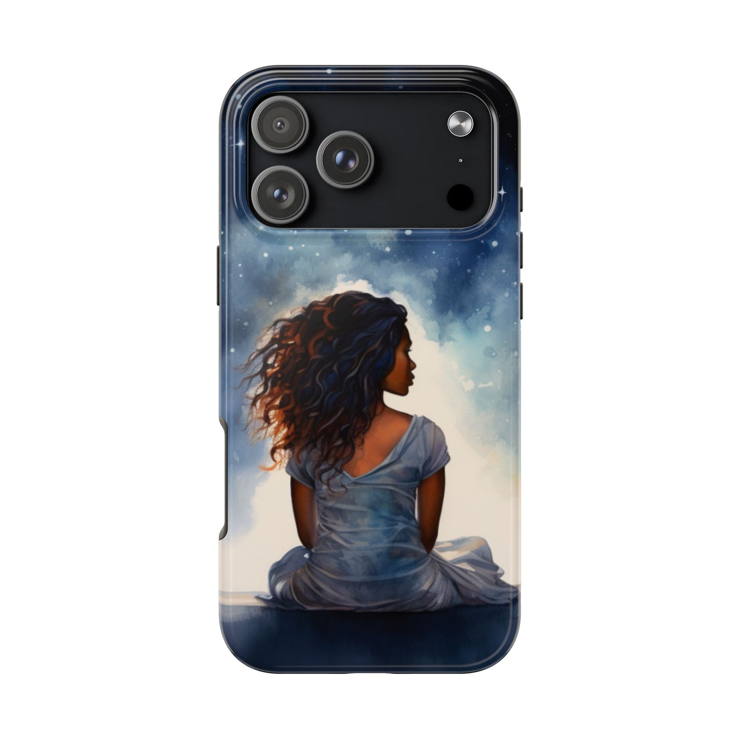 Beautiful Black Woman and Starry Night Tough Phone Case