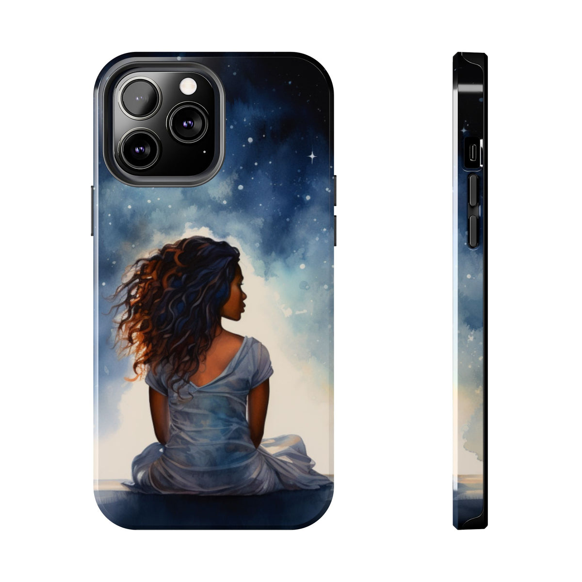 Beautiful Black Woman and Starry Night Tough Phone Case