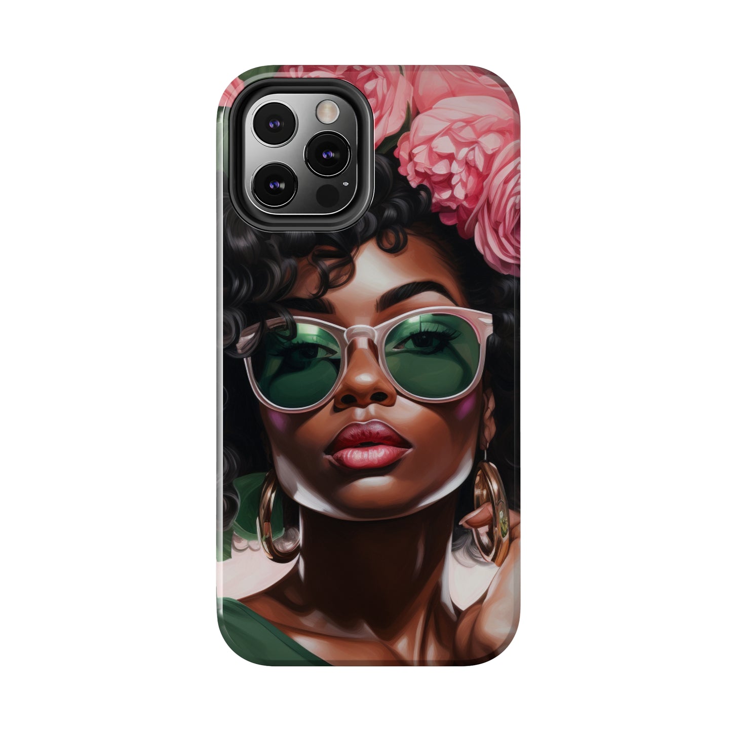 Pretty Black Woman With Pink Flowers Tough Case For iPhone  - #2