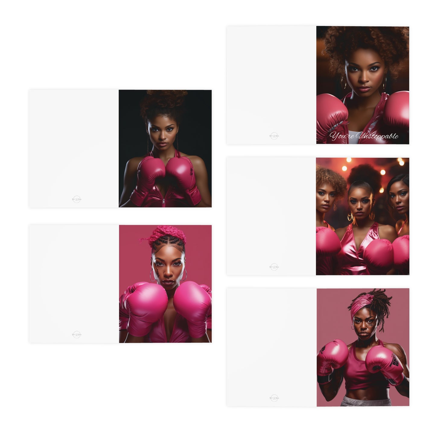 Breast Cancer Supporter/Survivor Greeting Cards (5-Pack:  included 3 - blank, 2 - support/encouragement)