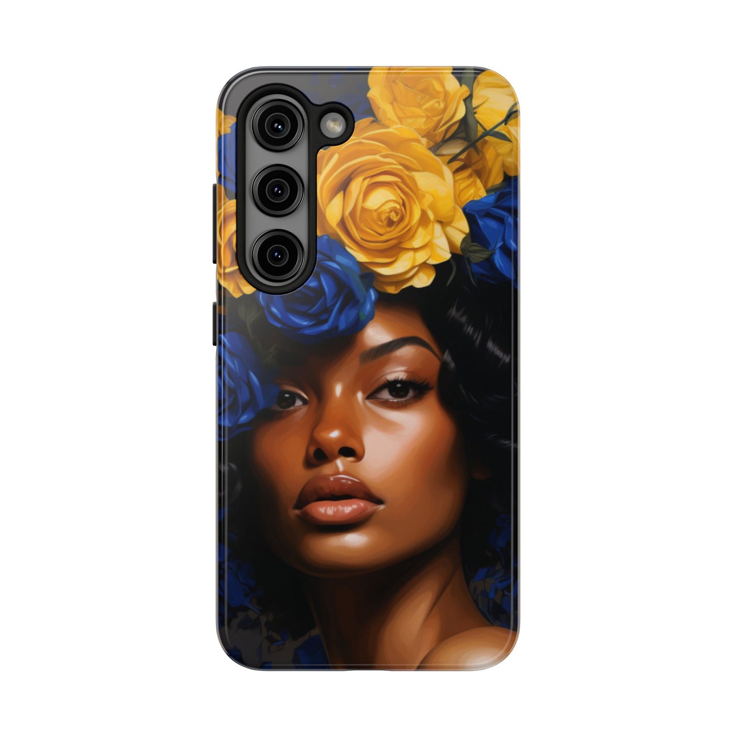 Stunning in Blue and Gold Beautiful Black Woman Tough Phone Case