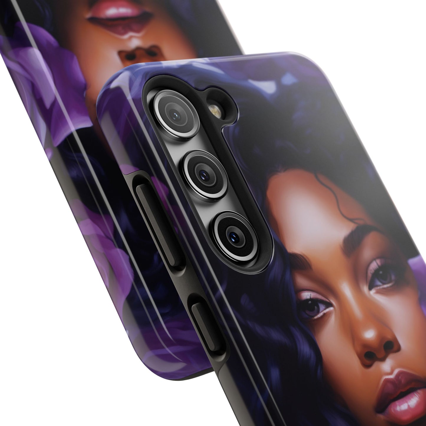 Beautiful Black Woman With Purple Flowers Tough Phone Case