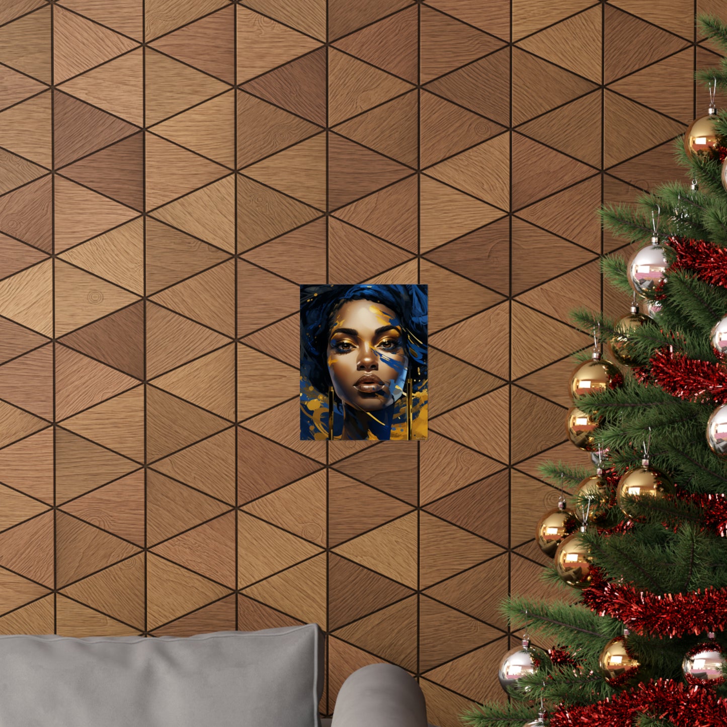 Stunning In Blue and Gold Black Woman Vertical Poster
