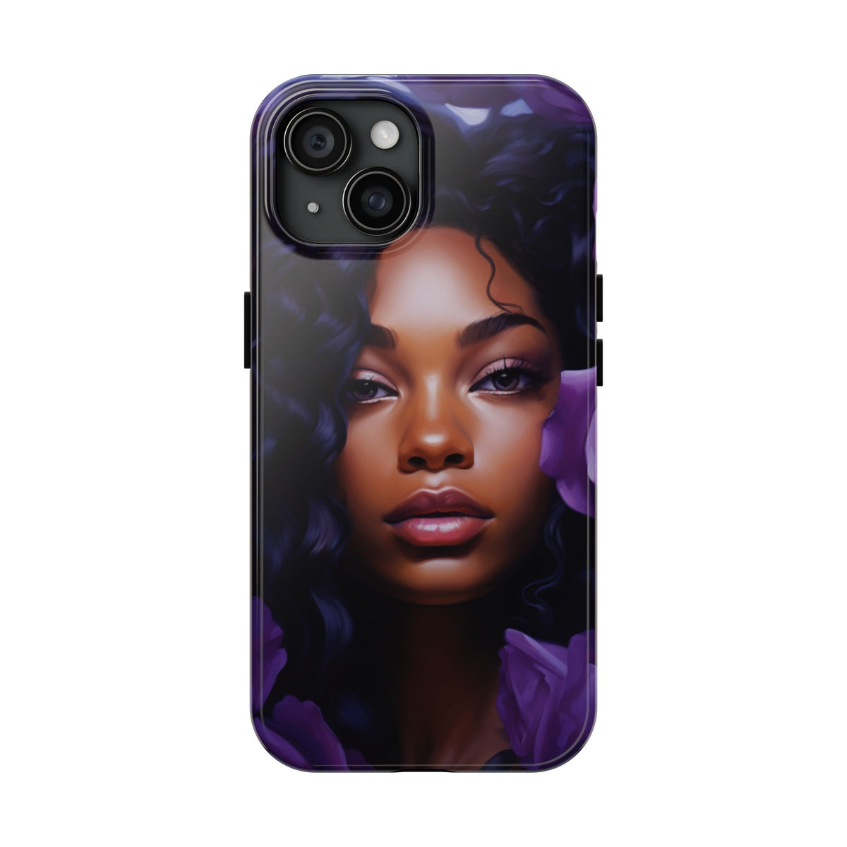 Beautiful Black Woman With Purple Flowers Tough Phone Case