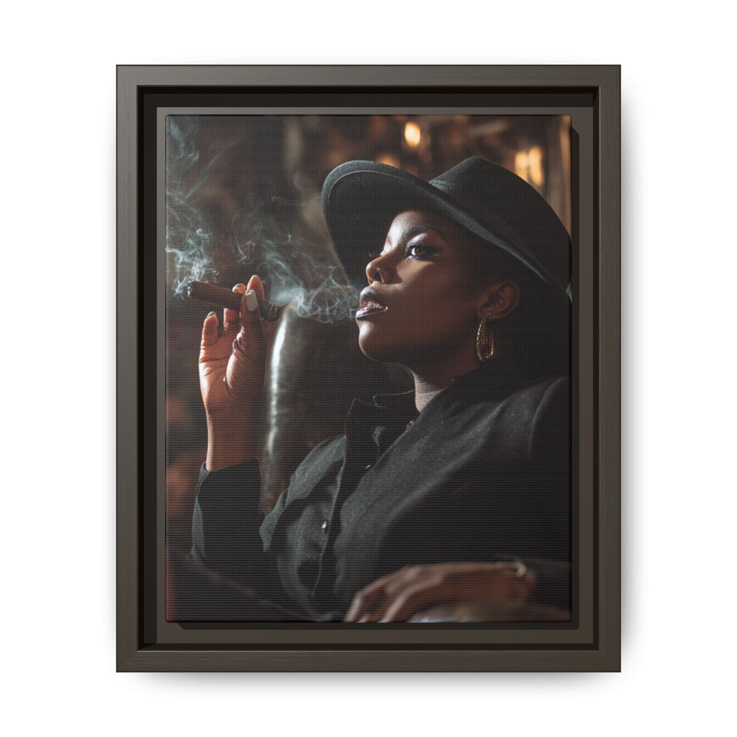 Classy Cigar Chic Canvas With Black Frame