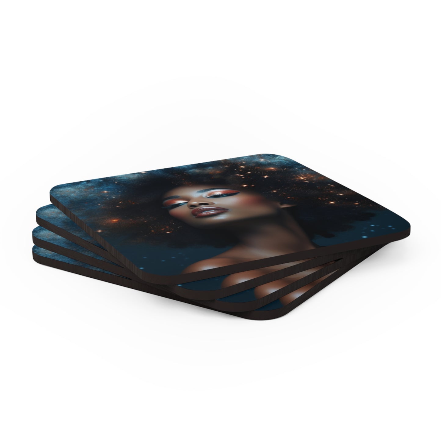 Futuristic Courageous Queen Corkwood Coaster Set of 4