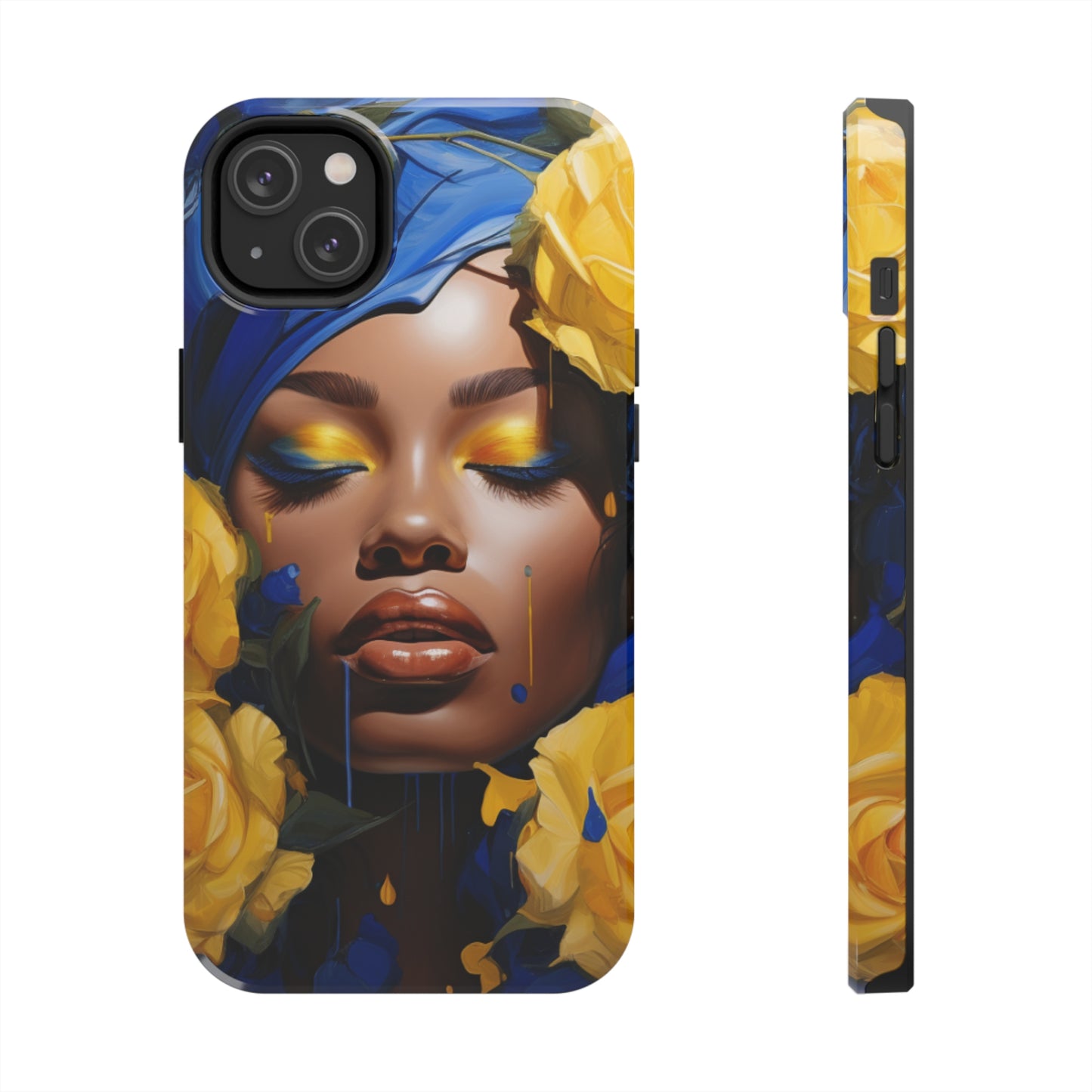 Stunning in Blue and Gold Beautiful Black Woman Tough Case For iPhone  - #2