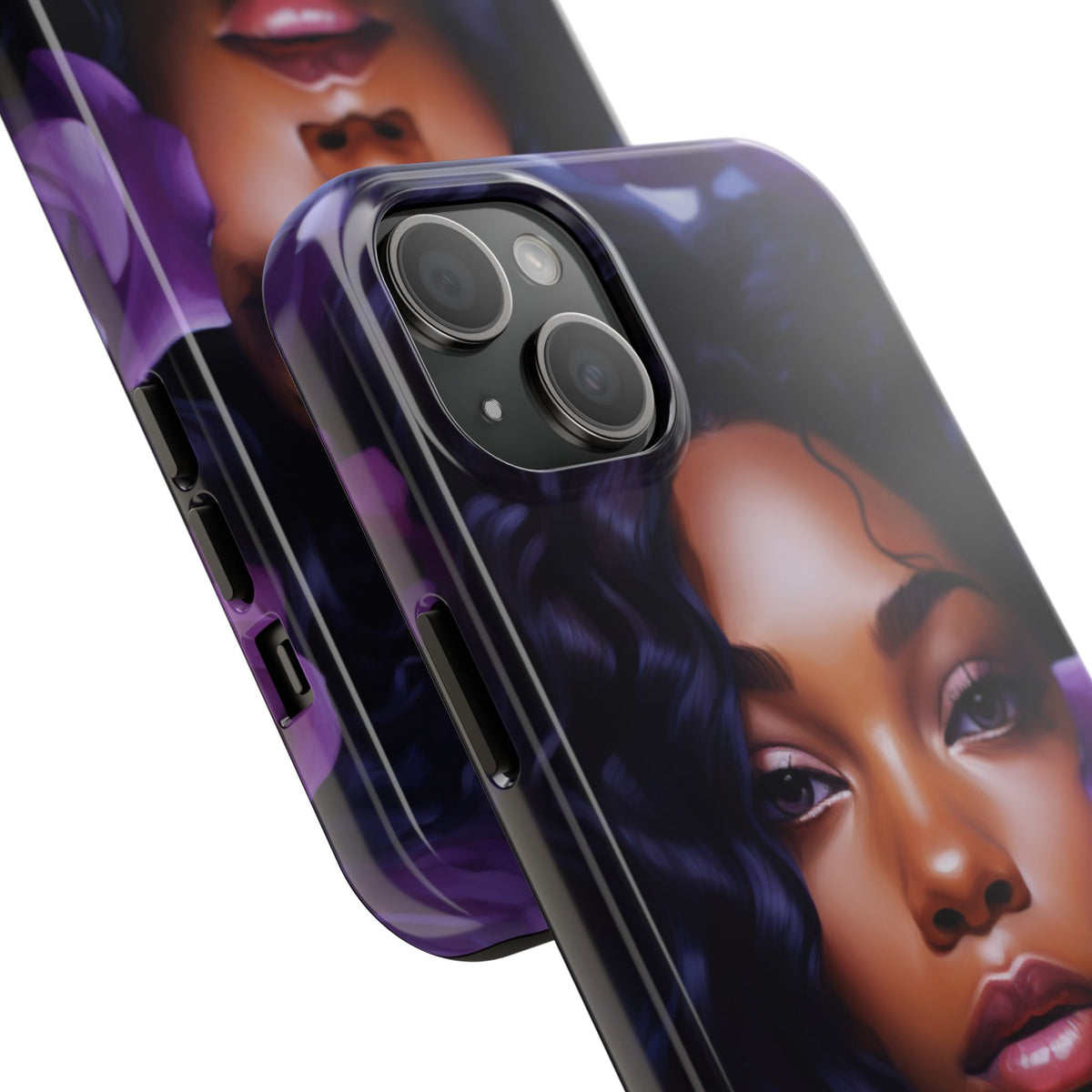Beautiful Black Woman With Purple Flowers Tough Phone Case