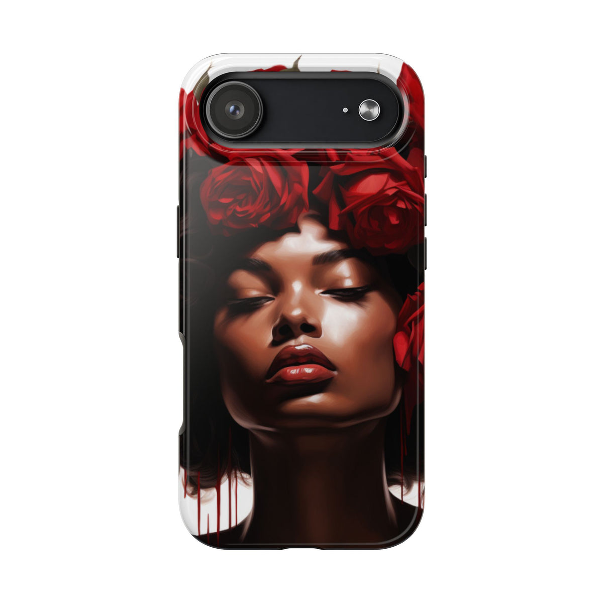 Beautiful Black Woman With Red Flowers Tough Phone Case