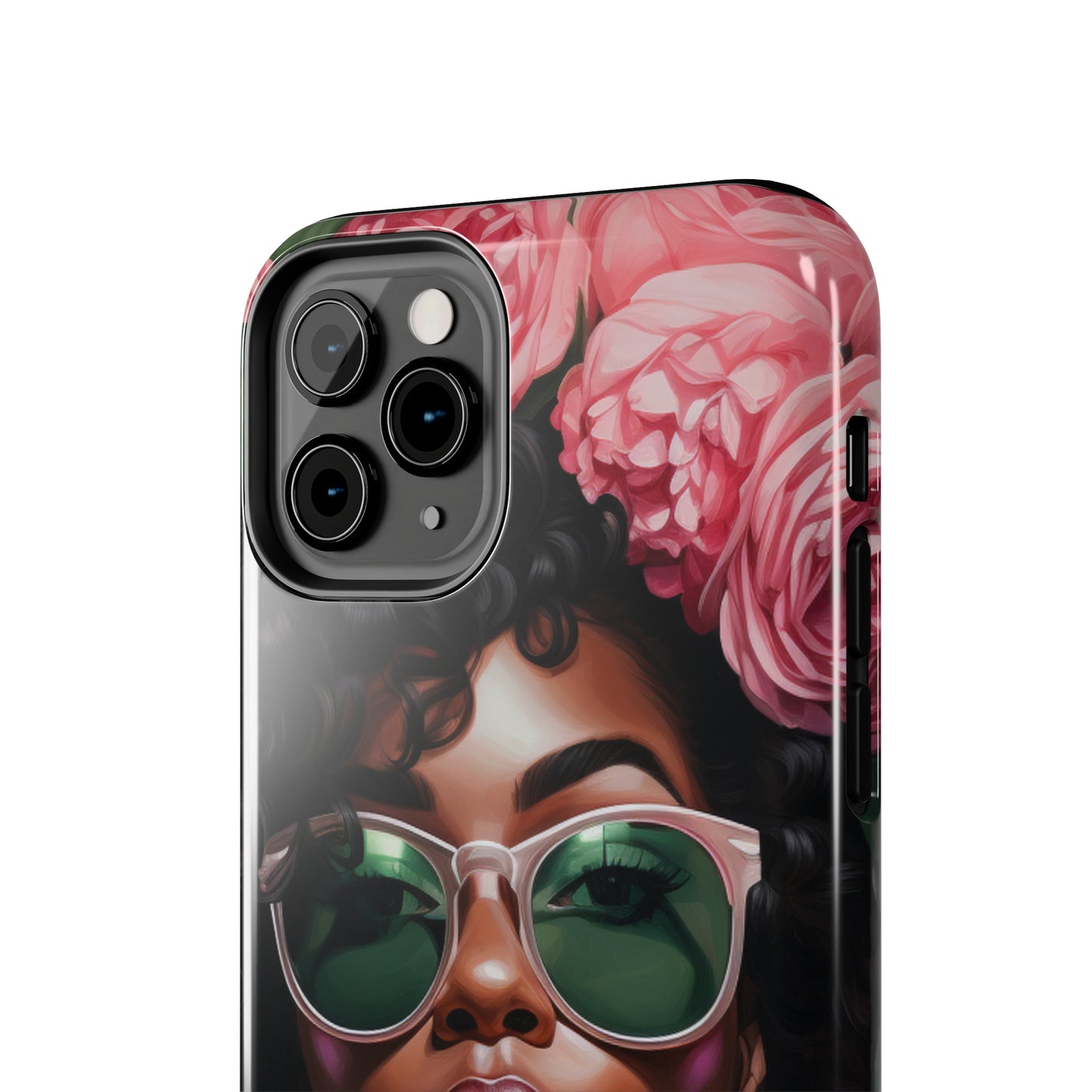 Pretty Black Woman With Pink Flowers Tough Case For iPhone  - #2
