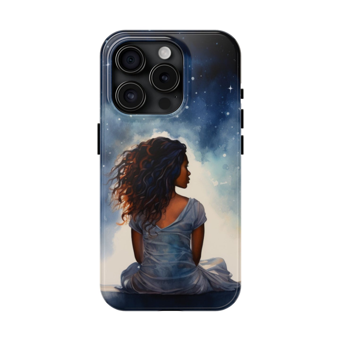 Beautiful Black Woman and Starry Night Tough Phone Case