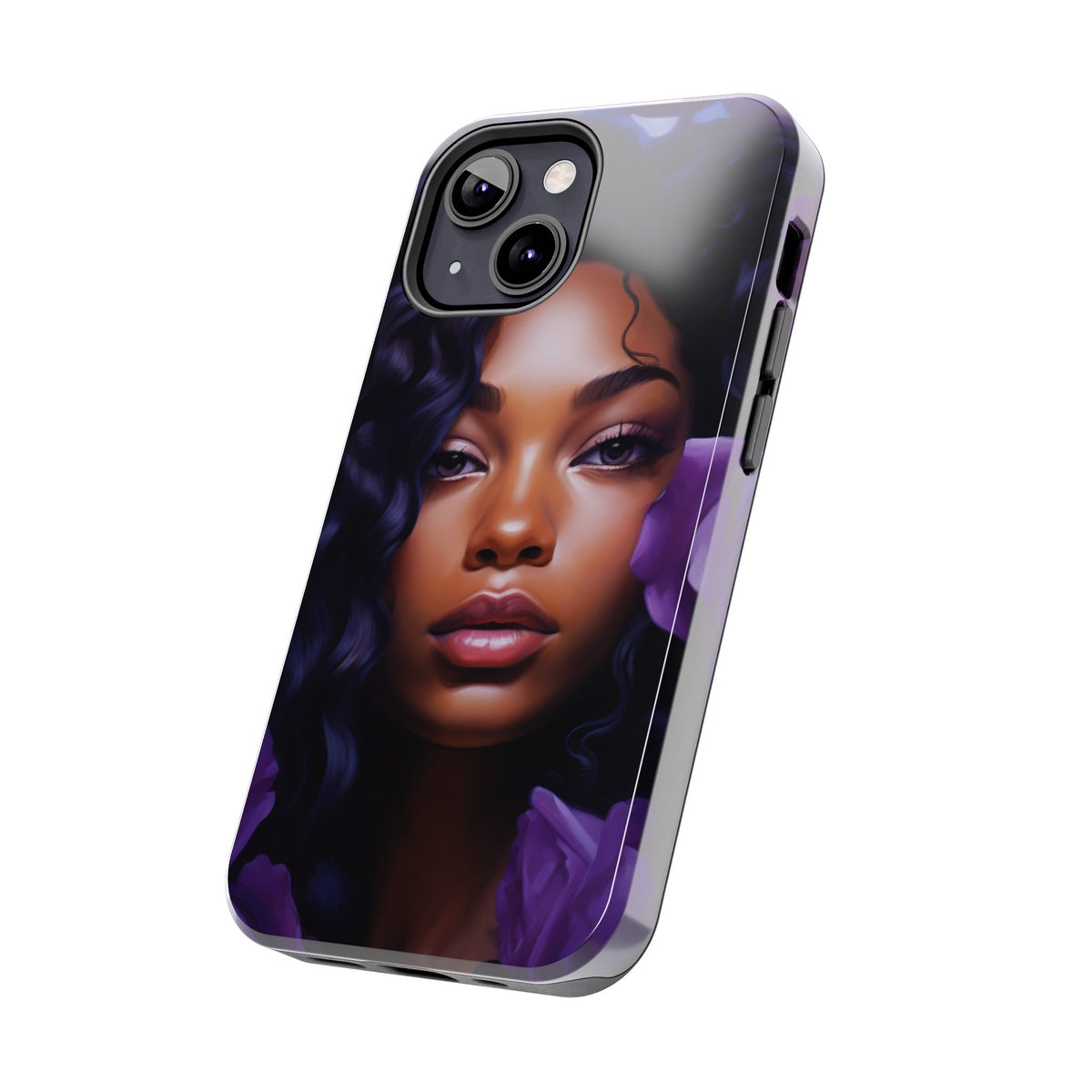 Beautiful Black Woman With Purple Flowers Tough Phone Case
