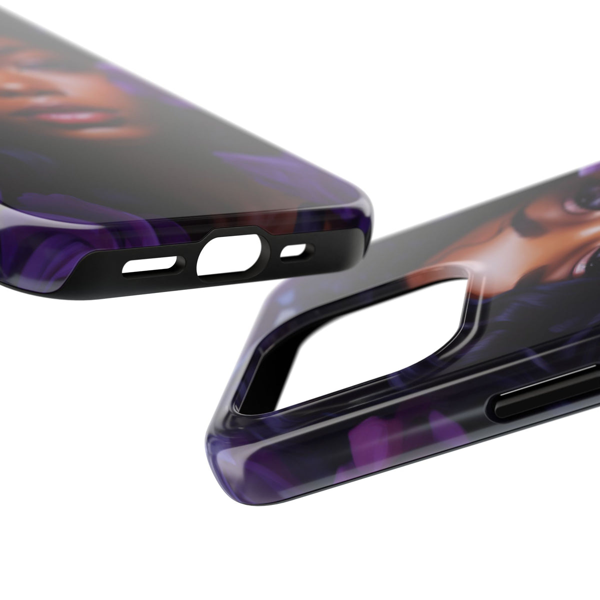 Beautiful Black Woman With Purple Flowers Tough Phone Case