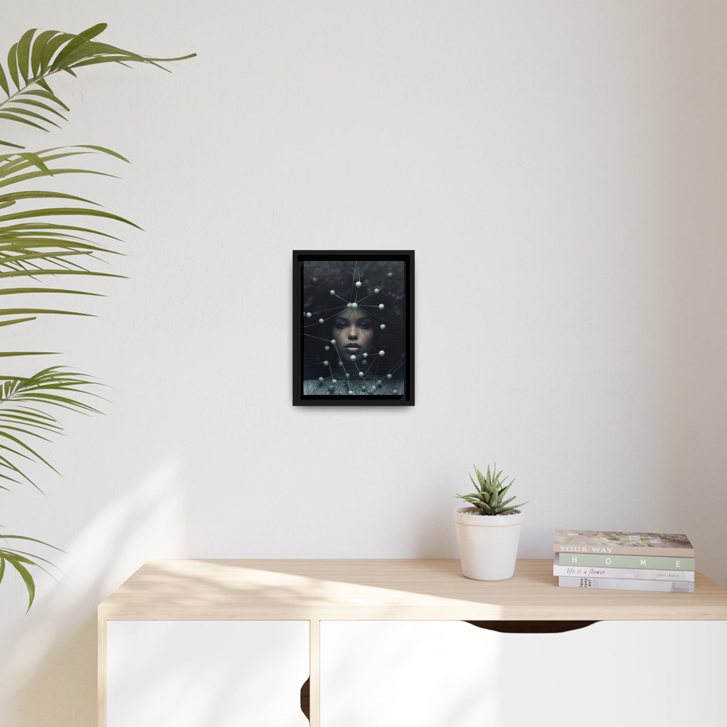 Futuristic Warrior Queen Canvas With Black Frame