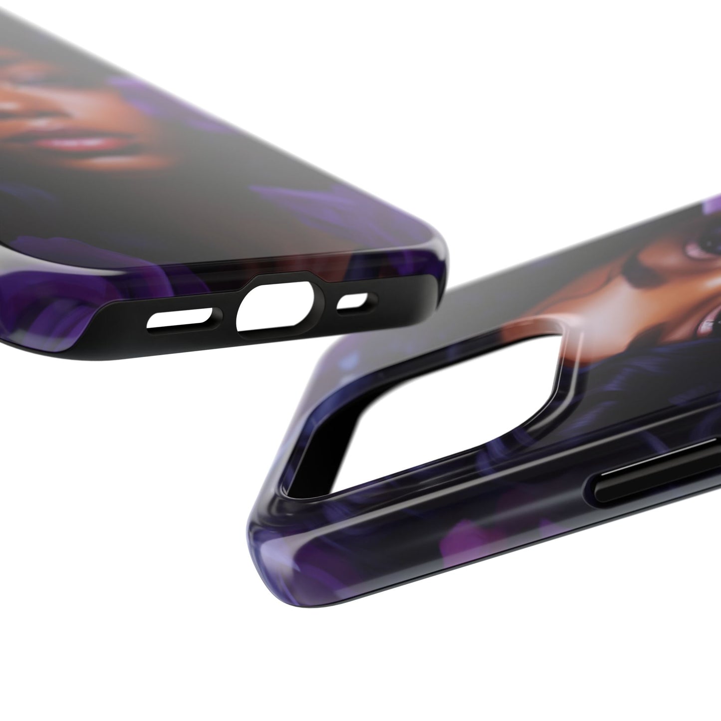 Beautiful Black Woman With Purple Flowers Tough Phone Case